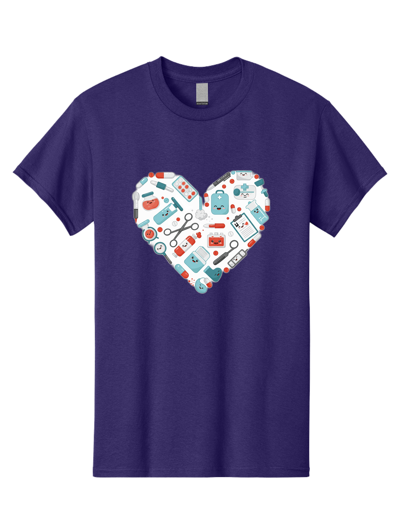 Medical-Heart Men'S Graphic Tee, 100% Cotton, Comfortable Casual Summer Wear, Machine Washable, Heart Shape, Medical Supplies, Healthcare Symbols, First Aid Kit, Medical Tools, Healthcare Icons, Medical Equipment, Health Care, Medical Kit, Baa995