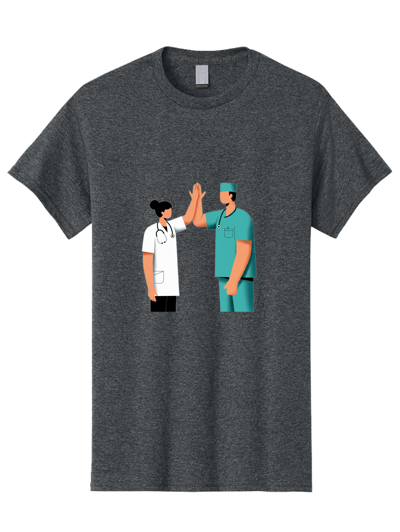 Medical-Professionals-High-Five Men'S Graphic Tee, 100% Cotton, Comfortable Casual Summer Wear, Machine Washable, Doctors Giving High Five, Medical Professionals, Teamwork, Healthcare Workers, Stethoscope, Medical Scrubs, Teamwork Success, Baa997