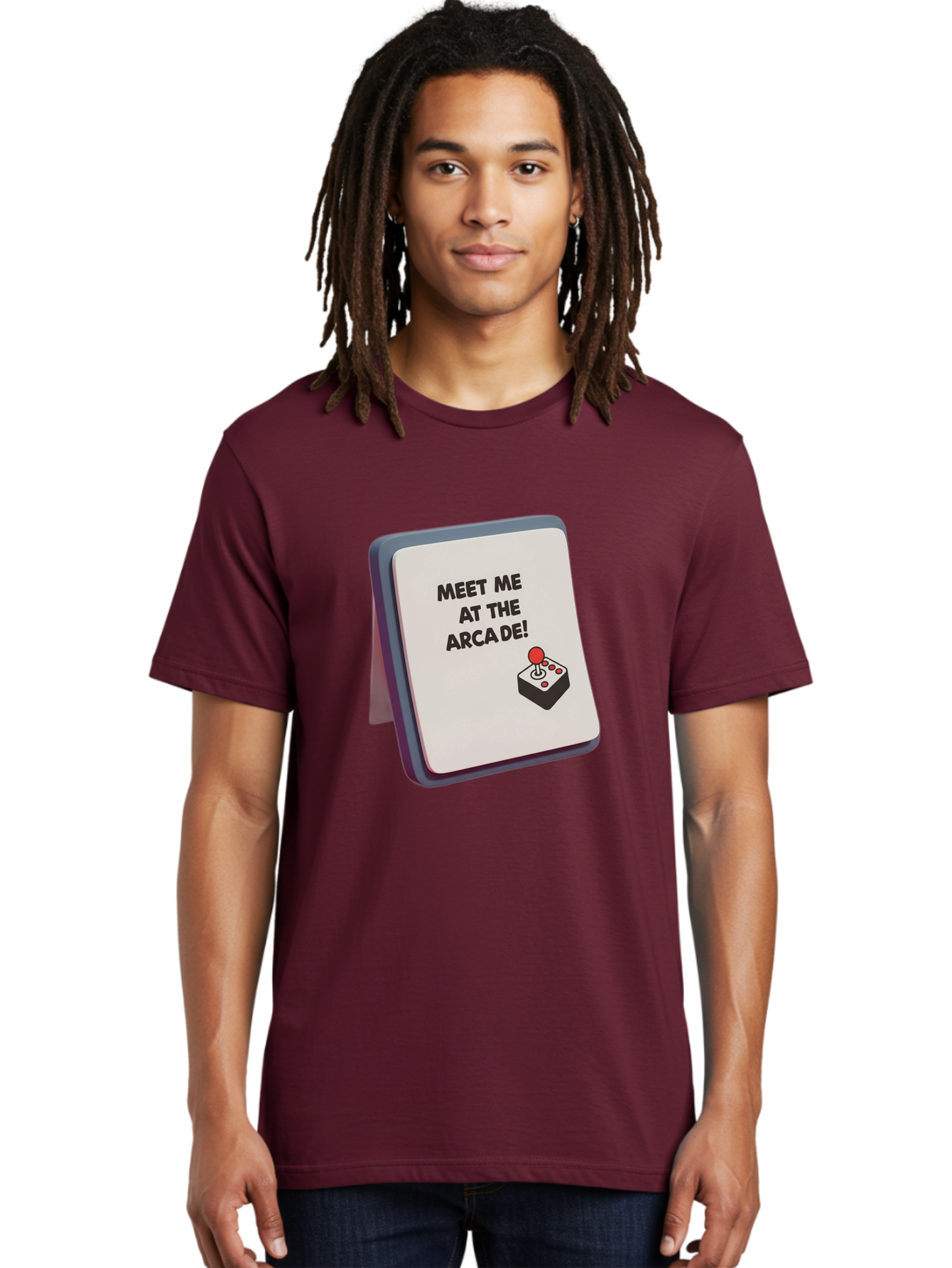 Meet-Me-At-The-Arcade Men'S Graphic Tee, 100% Cotton, Comfortable Casual Summer Wear, Machine Washable, Arcade Invitation, Vintage Video Games, Retro Gaming, Nostalgic Fun, Gaming Culture, Joystick Graphics, Classic Arcade Vibes, Baa998