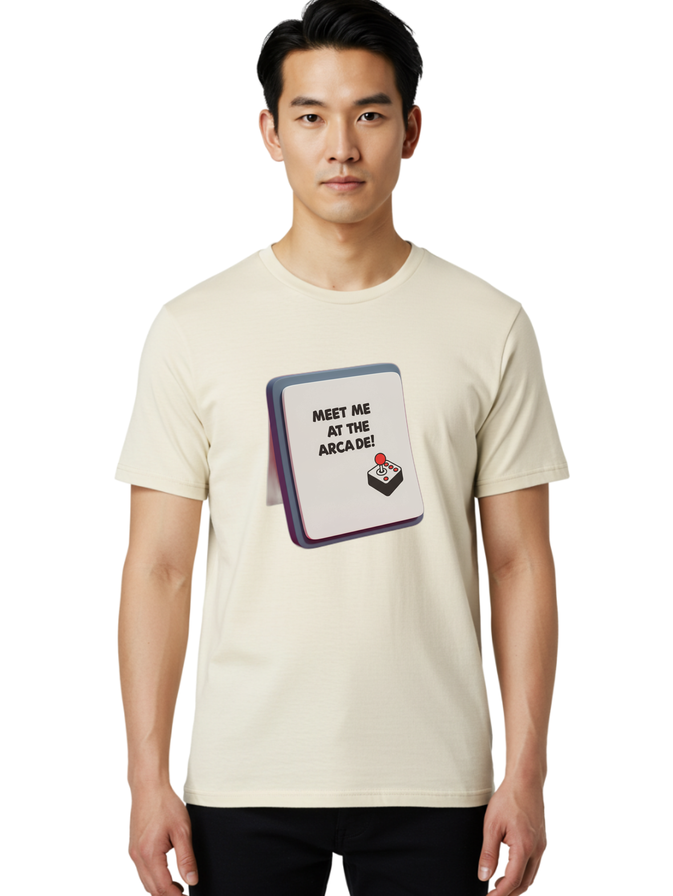 Meet-Me-At-The-Arcade Men'S Graphic Tee, 100% Cotton, Comfortable Casual Summer Wear, Machine Washable, Arcade Invitation, Vintage Video Games, Retro Gaming, Nostalgic Fun, Gaming Culture, Joystick Graphics, Classic Arcade Vibes, Baa998