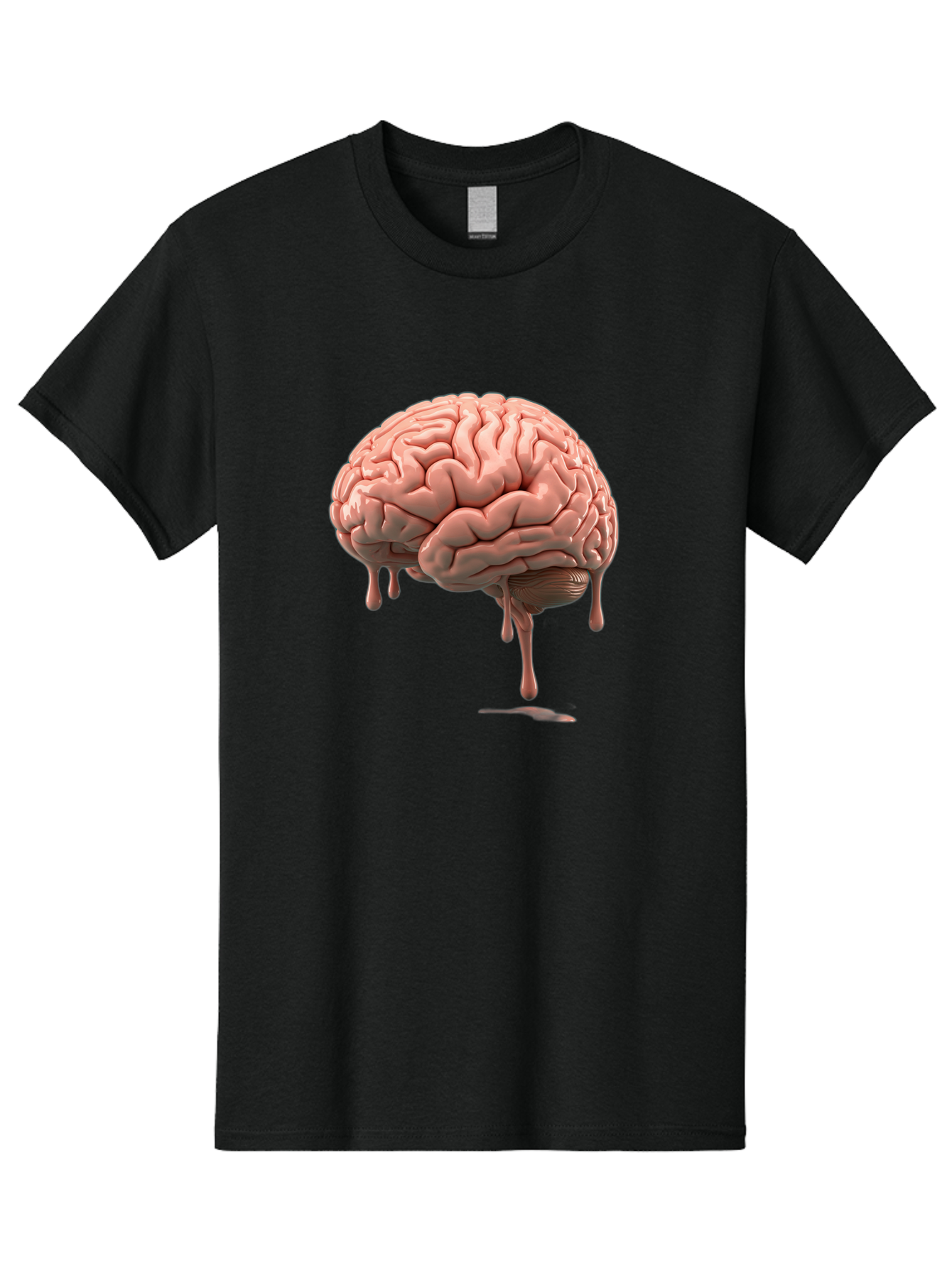 Melting-Brain Men'S Graphic Tee, 100% Cotton, Comfortable Casual Summer Wear, Machine Washable, Human Brain, Melting Effect, Surreal Art, Psychological Concept, Cognitive Distortion, Abstract Representation, Creative Visualization, Baa999