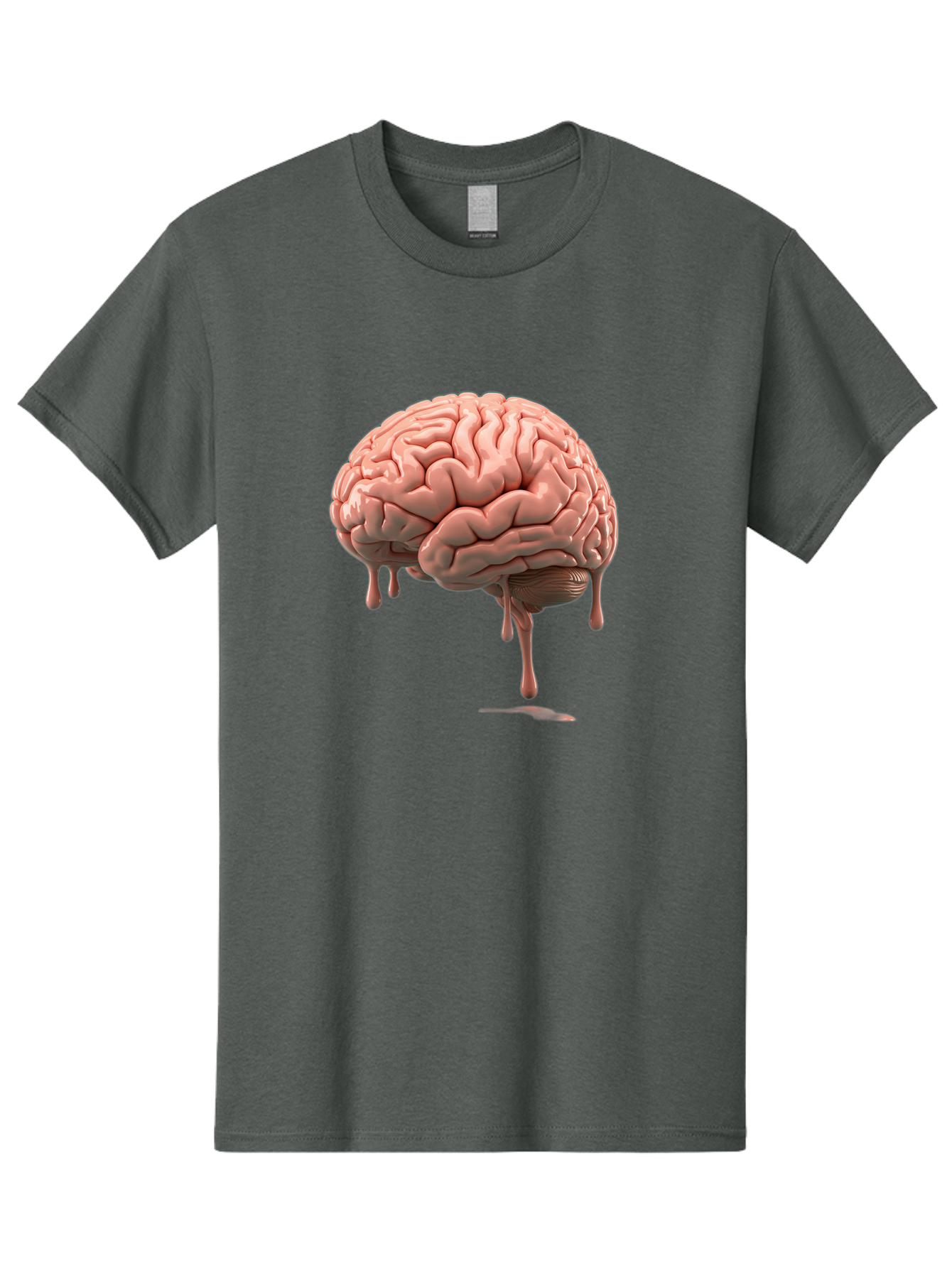 Melting-Brain Men'S Graphic Tee, 100% Cotton, Comfortable Casual Summer Wear, Machine Washable, Human Brain, Melting Effect, Surreal Art, Psychological Concept, Cognitive Distortion, Abstract Representation, Creative Visualization, Baa999