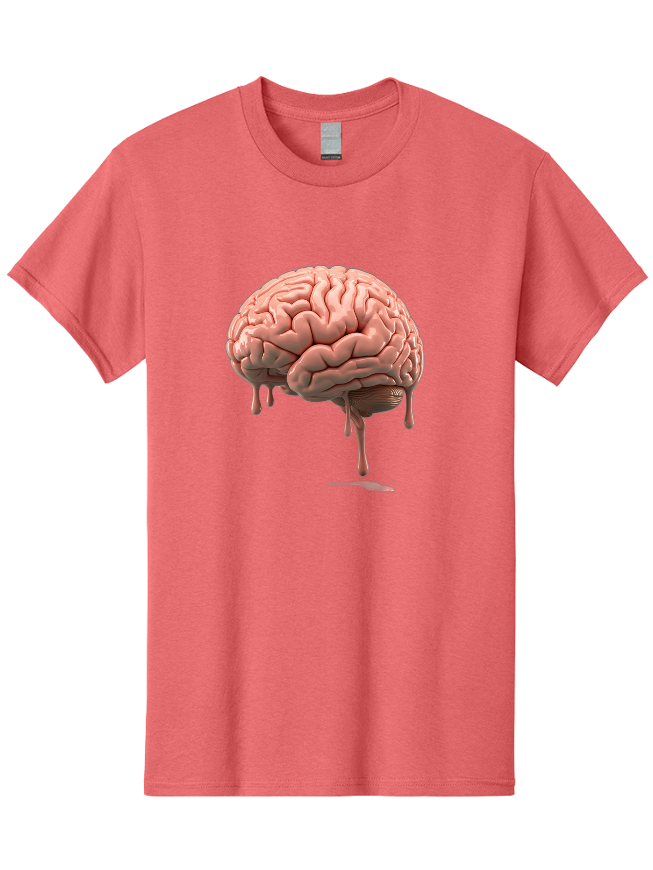 Melting-Brain Men'S Graphic Tee, 100% Cotton, Comfortable Casual Summer Wear, Machine Washable, Human Brain, Melting Effect, Surreal Art, Psychological Concept, Cognitive Distortion, Abstract Representation, Creative Visualization, Baa999