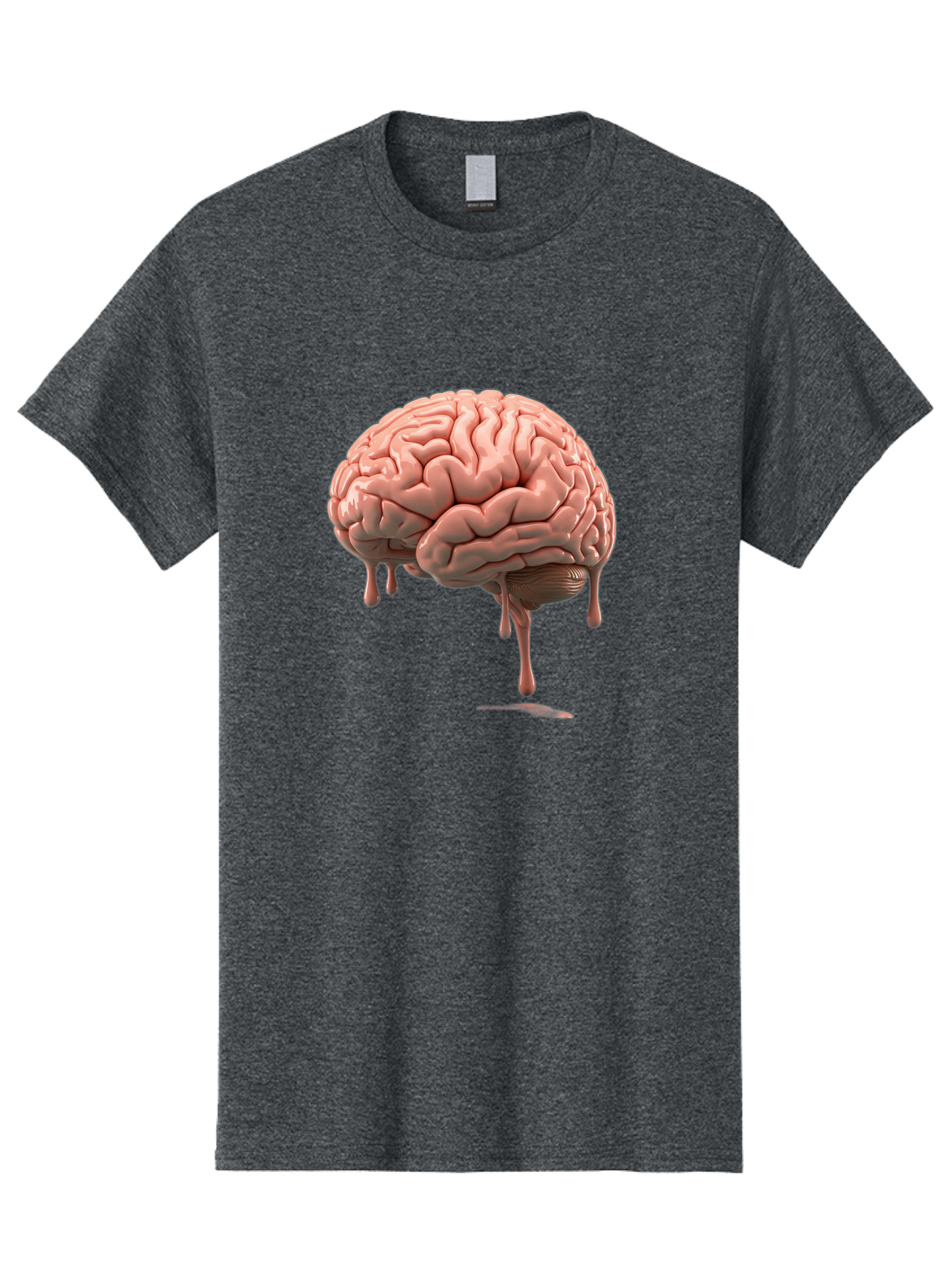 Melting-Brain Men'S Graphic Tee, 100% Cotton, Comfortable Casual Summer Wear, Machine Washable, Human Brain, Melting Effect, Surreal Art, Psychological Concept, Cognitive Distortion, Abstract Representation, Creative Visualization, Baa999