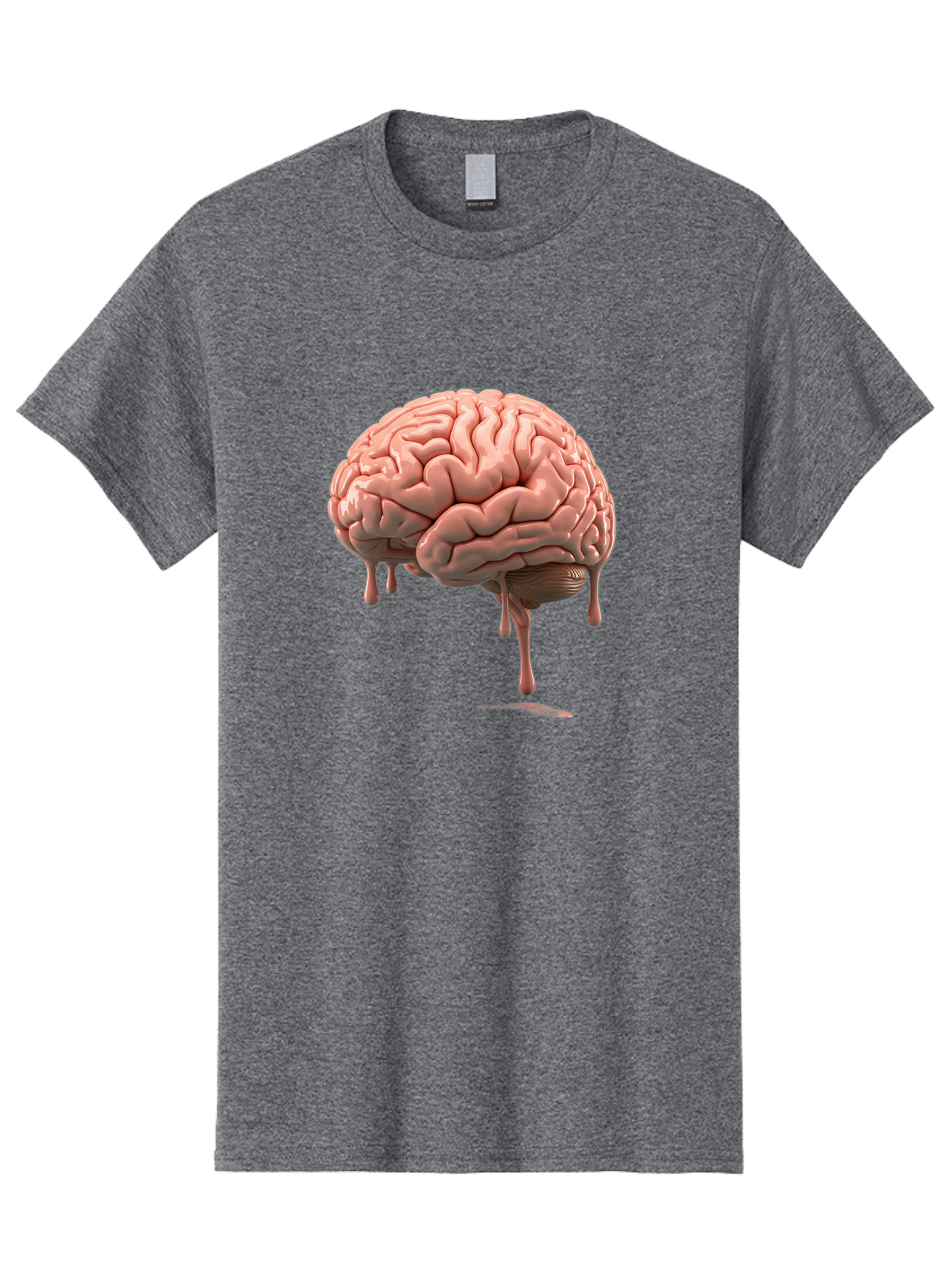 Melting-Brain Men'S Graphic Tee, 100% Cotton, Comfortable Casual Summer Wear, Machine Washable, Human Brain, Melting Effect, Surreal Art, Psychological Concept, Cognitive Distortion, Abstract Representation, Creative Visualization, Baa999