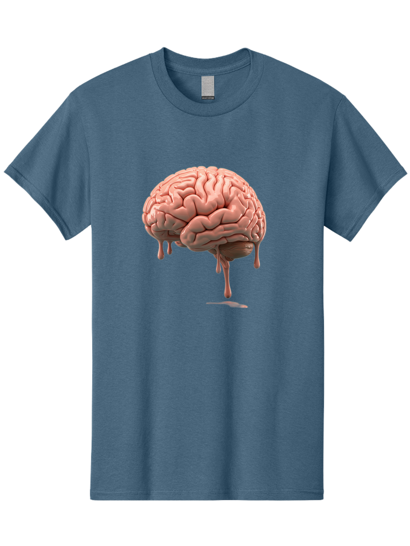 Melting-Brain Men'S Graphic Tee, 100% Cotton, Comfortable Casual Summer Wear, Machine Washable, Human Brain, Melting Effect, Surreal Art, Psychological Concept, Cognitive Distortion, Abstract Representation, Creative Visualization, Baa999
