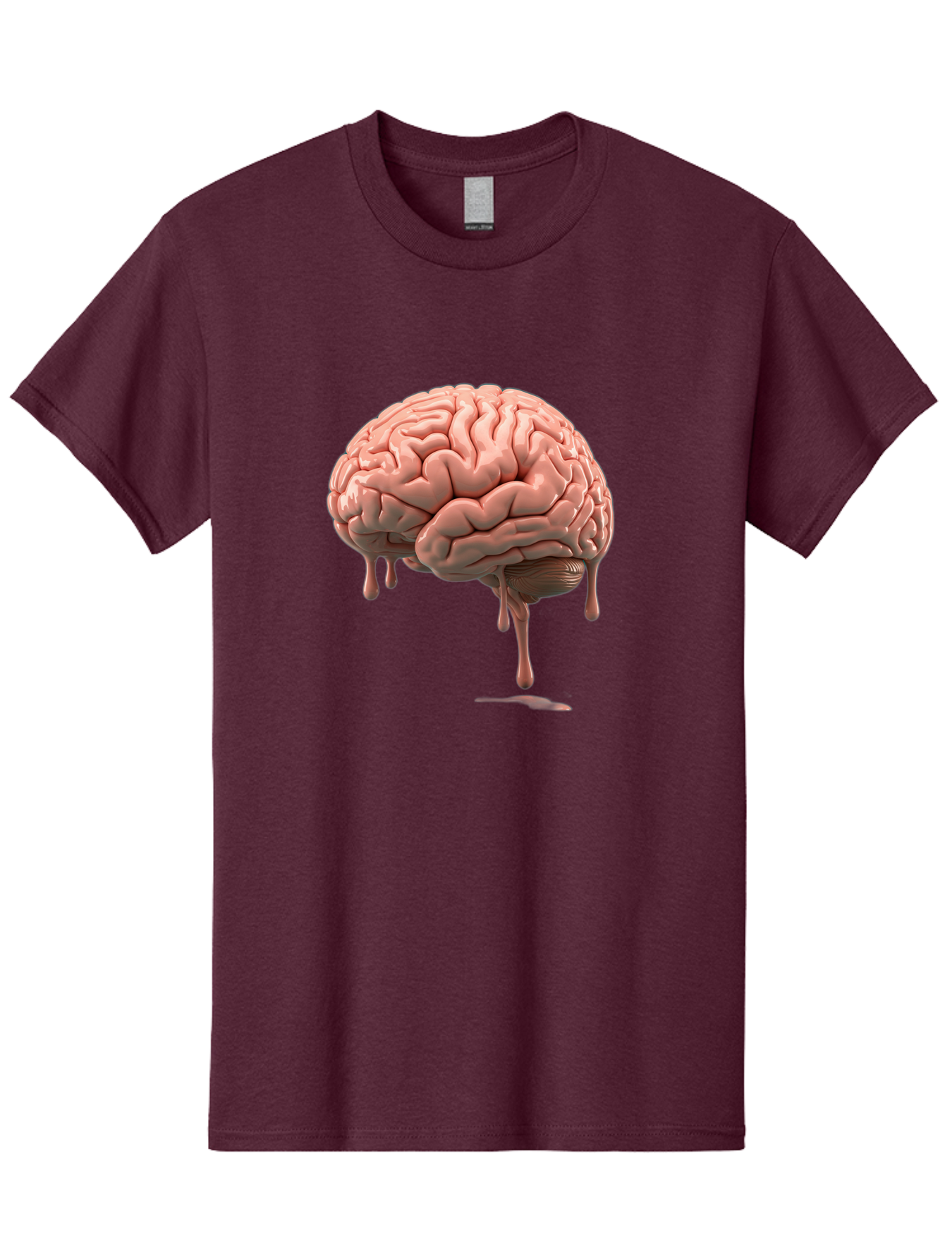 Melting-Brain Men'S Graphic Tee, 100% Cotton, Comfortable Casual Summer Wear, Machine Washable, Human Brain, Melting Effect, Surreal Art, Psychological Concept, Cognitive Distortion, Abstract Representation, Creative Visualization, Baa999