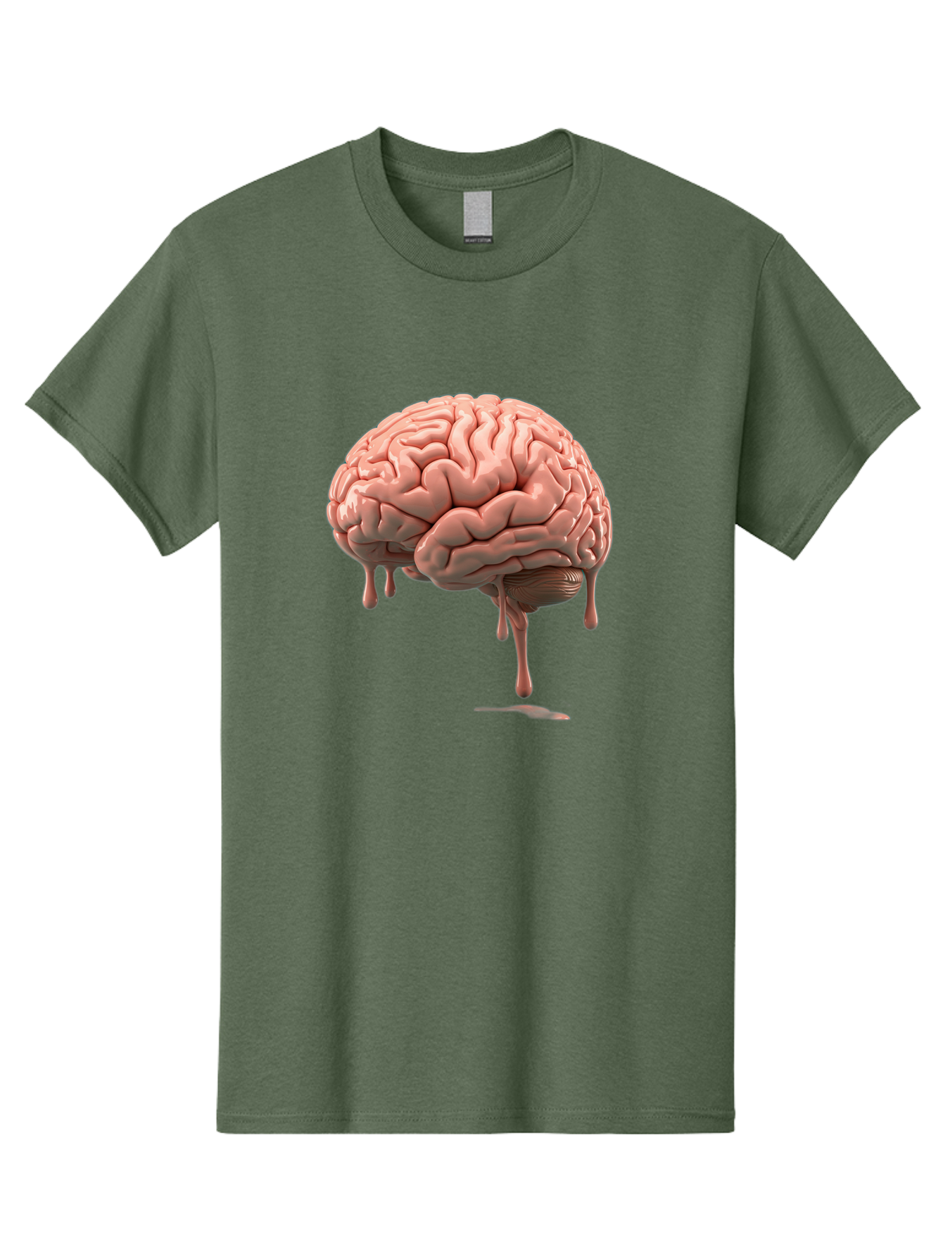Melting-Brain Men'S Graphic Tee, 100% Cotton, Comfortable Casual Summer Wear, Machine Washable, Human Brain, Melting Effect, Surreal Art, Psychological Concept, Cognitive Distortion, Abstract Representation, Creative Visualization, Baa999