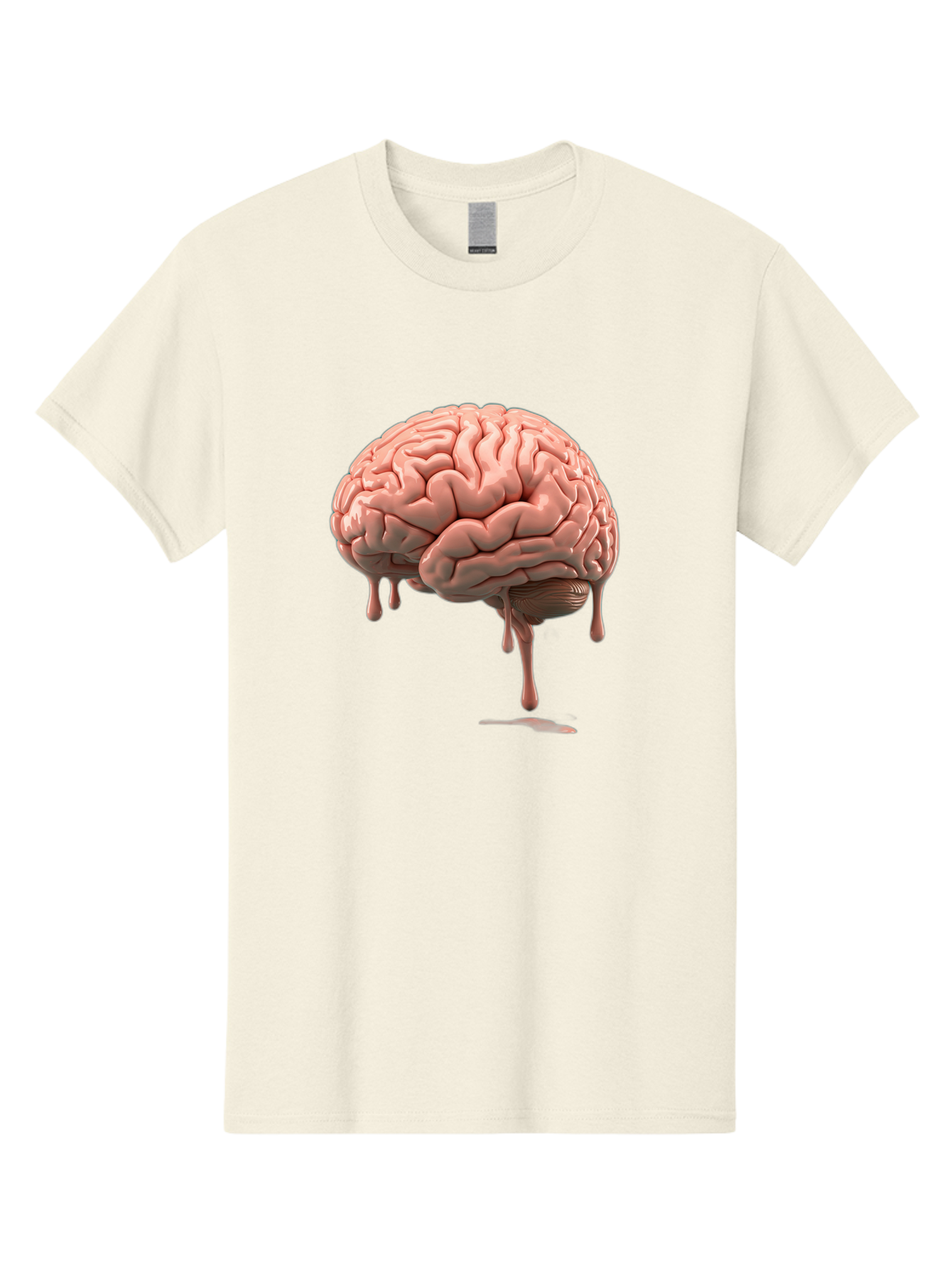 Melting-Brain Men'S Graphic Tee, 100% Cotton, Comfortable Casual Summer Wear, Machine Washable, Human Brain, Melting Effect, Surreal Art, Psychological Concept, Cognitive Distortion, Abstract Representation, Creative Visualization, Baa999