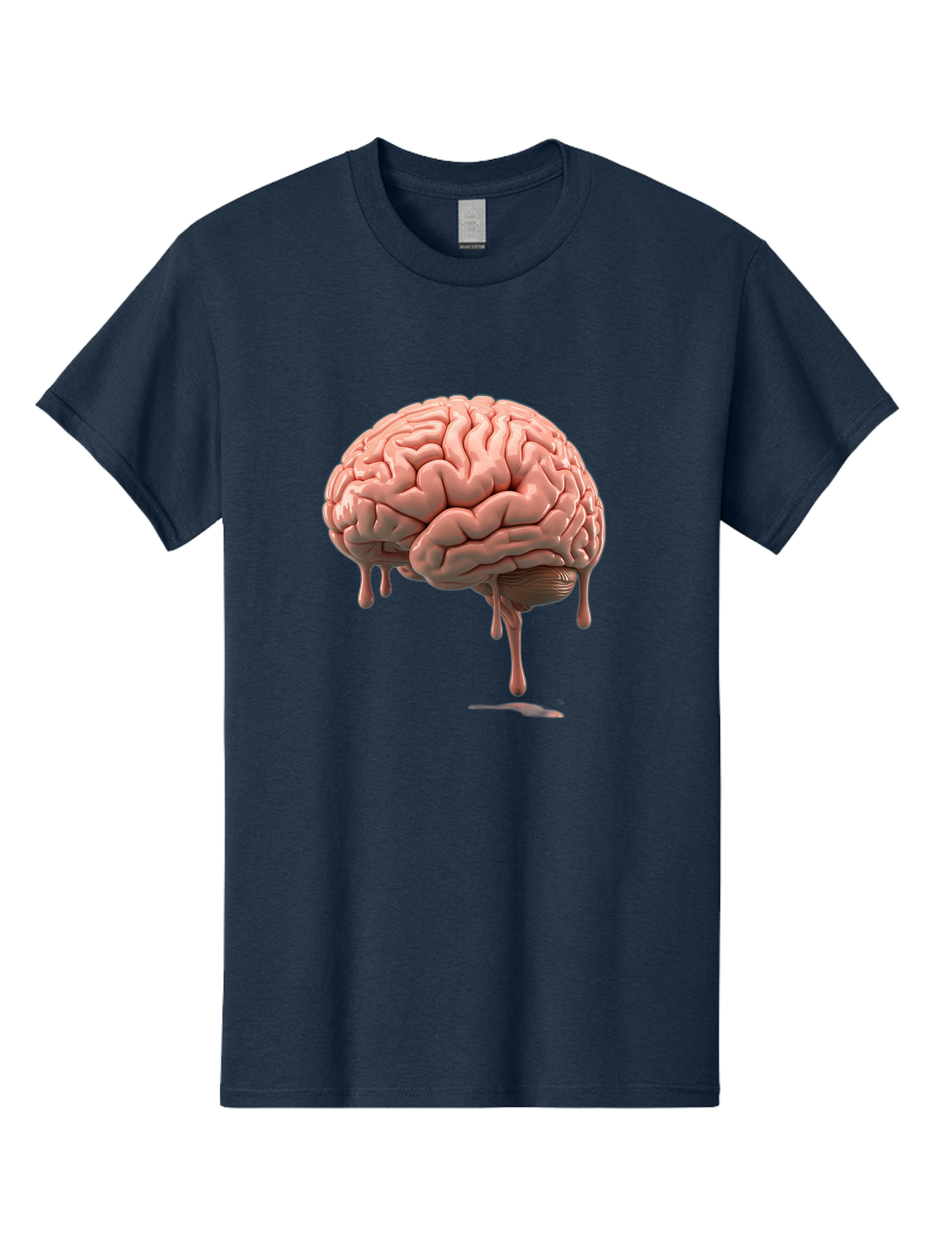 Melting-Brain Men'S Graphic Tee, 100% Cotton, Comfortable Casual Summer Wear, Machine Washable, Human Brain, Melting Effect, Surreal Art, Psychological Concept, Cognitive Distortion, Abstract Representation, Creative Visualization, Baa999
