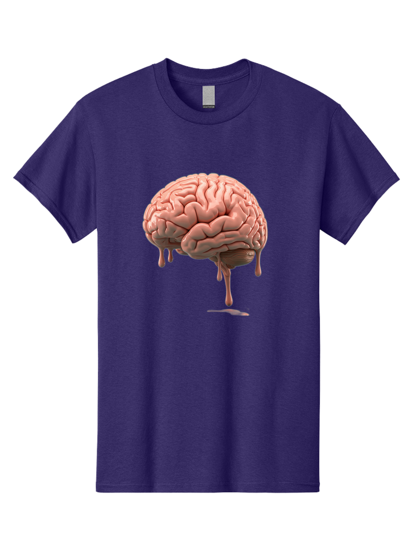 Melting-Brain Men'S Graphic Tee, 100% Cotton, Comfortable Casual Summer Wear, Machine Washable, Human Brain, Melting Effect, Surreal Art, Psychological Concept, Cognitive Distortion, Abstract Representation, Creative Visualization, Baa999