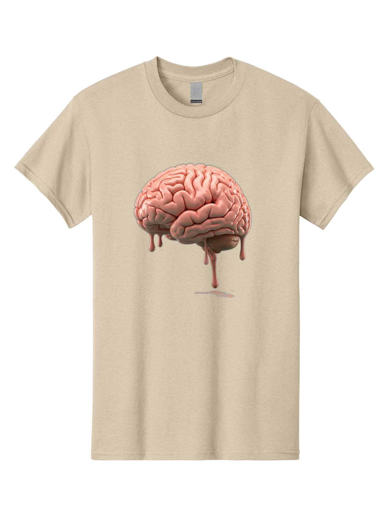 Melting-Brain Men'S Graphic Tee, 100% Cotton, Comfortable Casual Summer Wear, Machine Washable, Human Brain, Melting Effect, Surreal Art, Psychological Concept, Cognitive Distortion, Abstract Representation, Creative Visualization, Baa999