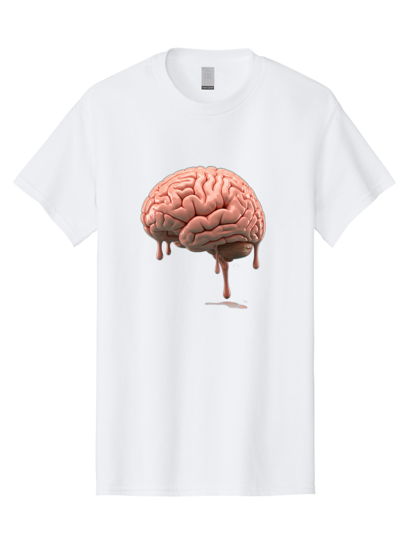 Melting-Brain Men'S Graphic Tee, 100% Cotton, Comfortable Casual Summer Wear, Machine Washable, Human Brain, Melting Effect, Surreal Art, Psychological Concept, Cognitive Distortion, Abstract Representation, Creative Visualization, Baa999