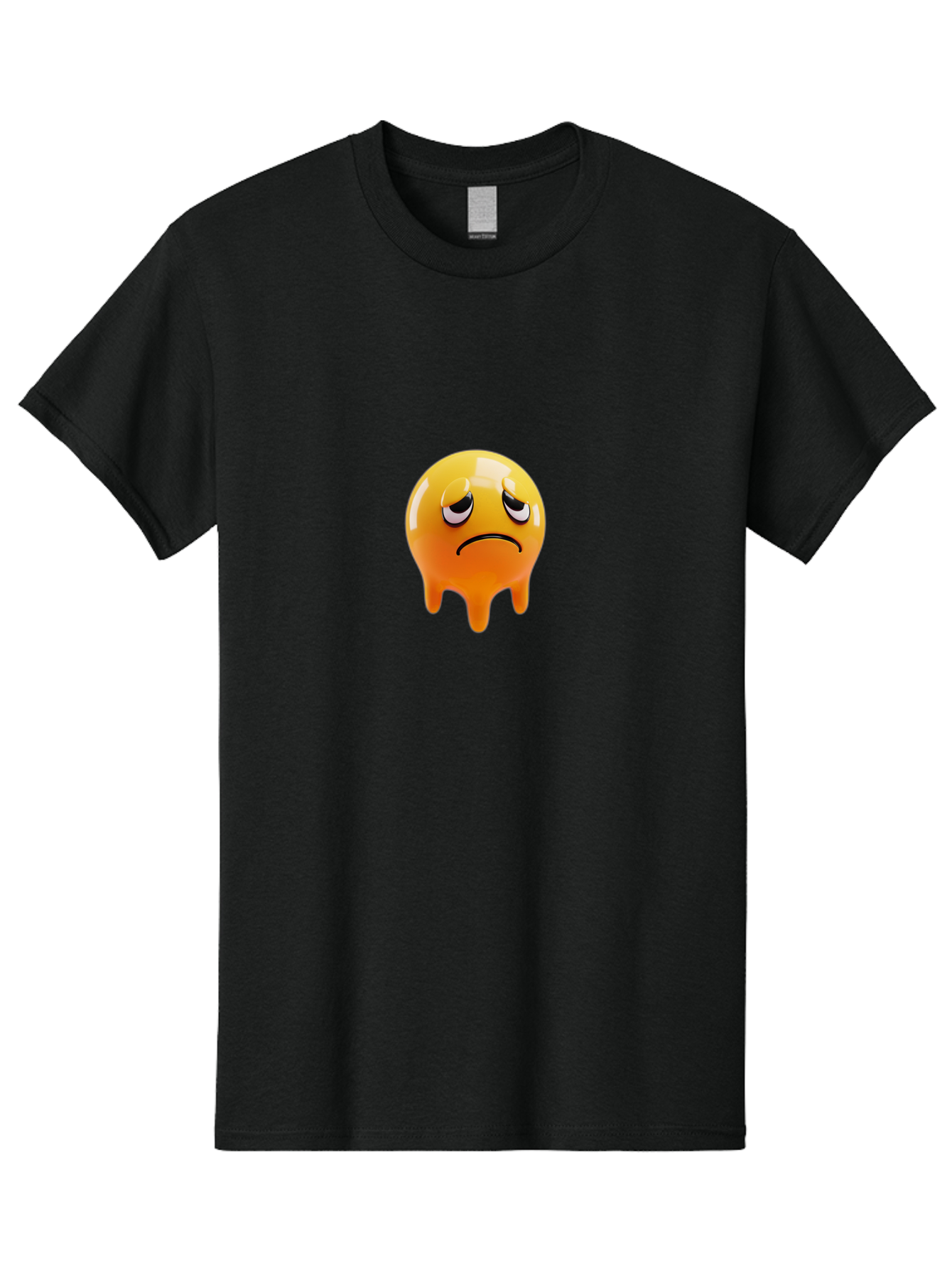Melting-Face Men'S Graphic Tee, 100% Cotton, Comfortable Casual Summer Wear, Machine Washable, Melting Emoji, Yellow Face, Unhappy Face, Unhappy Emoji, Frowning Face, Sad Emoji, Cartoon Character, Emoticon, 3D Rendering, Digital Art, Bab000
