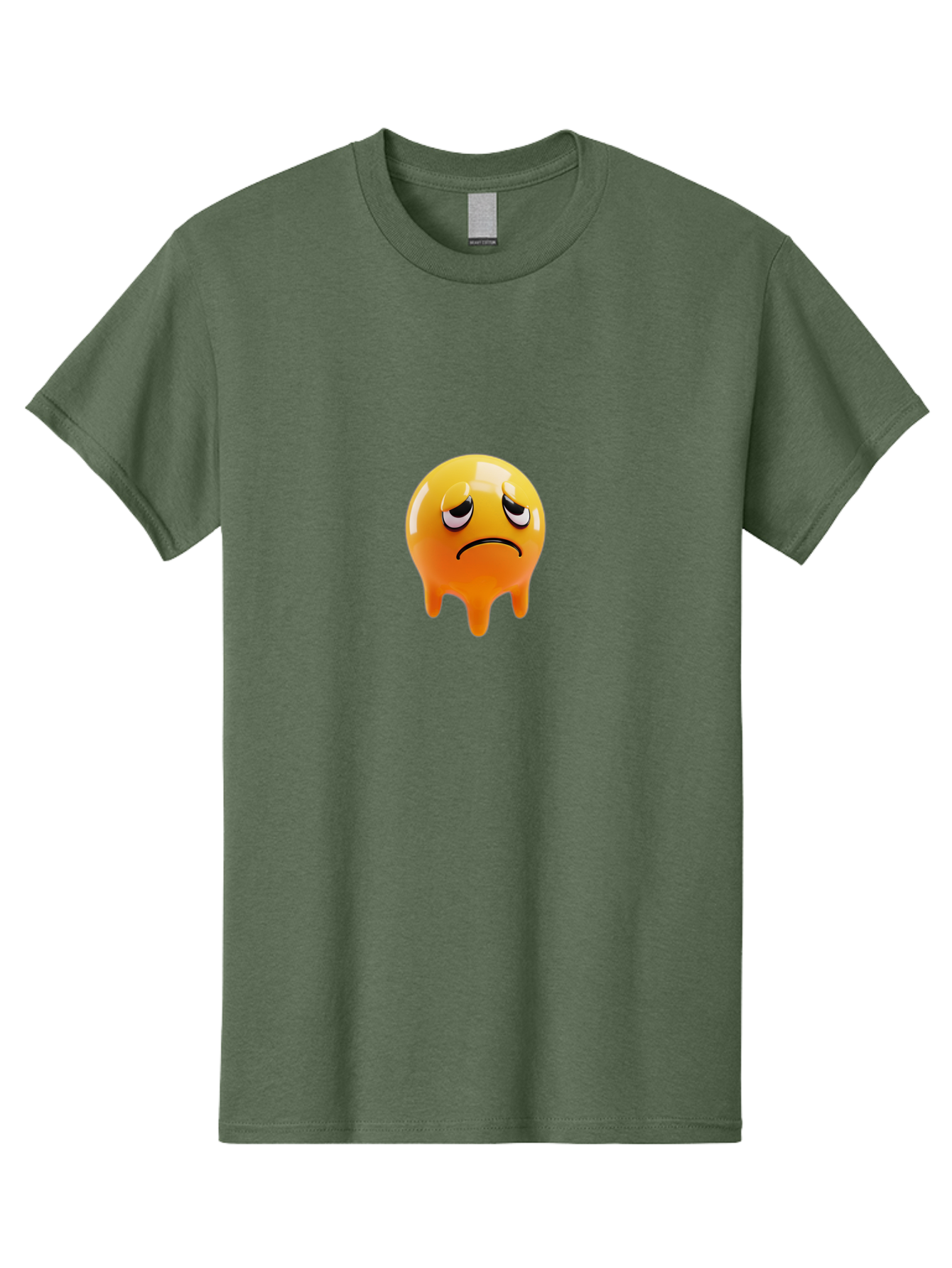Melting-Face Men'S Graphic Tee, 100% Cotton, Comfortable Casual Summer Wear, Machine Washable, Melting Emoji, Yellow Face, Unhappy Face, Unhappy Emoji, Frowning Face, Sad Emoji, Cartoon Character, Emoticon, 3D Rendering, Digital Art, Bab000