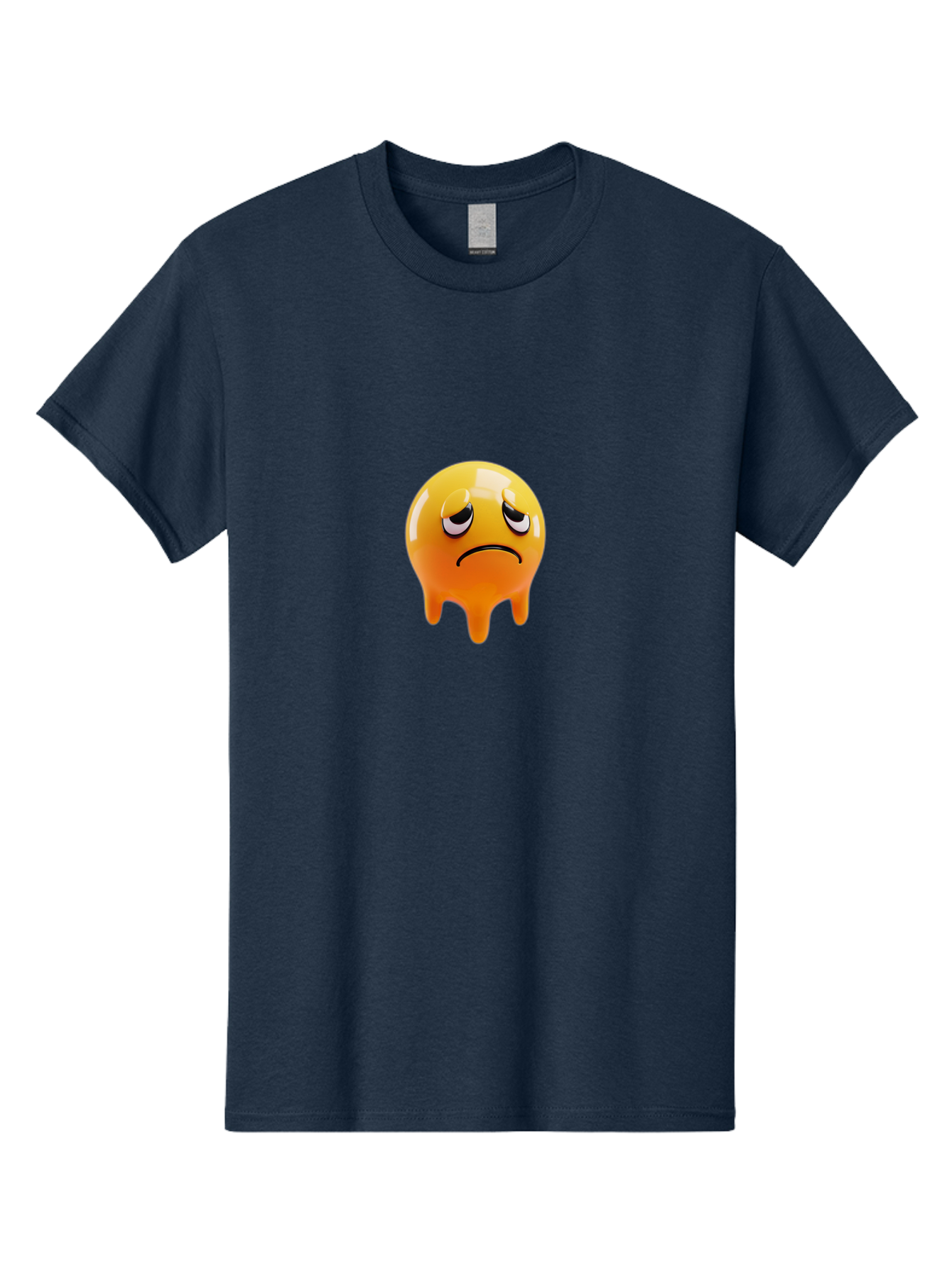 Melting-Face Men'S Graphic Tee, 100% Cotton, Comfortable Casual Summer Wear, Machine Washable, Melting Emoji, Yellow Face, Unhappy Face, Unhappy Emoji, Frowning Face, Sad Emoji, Cartoon Character, Emoticon, 3D Rendering, Digital Art, Bab000