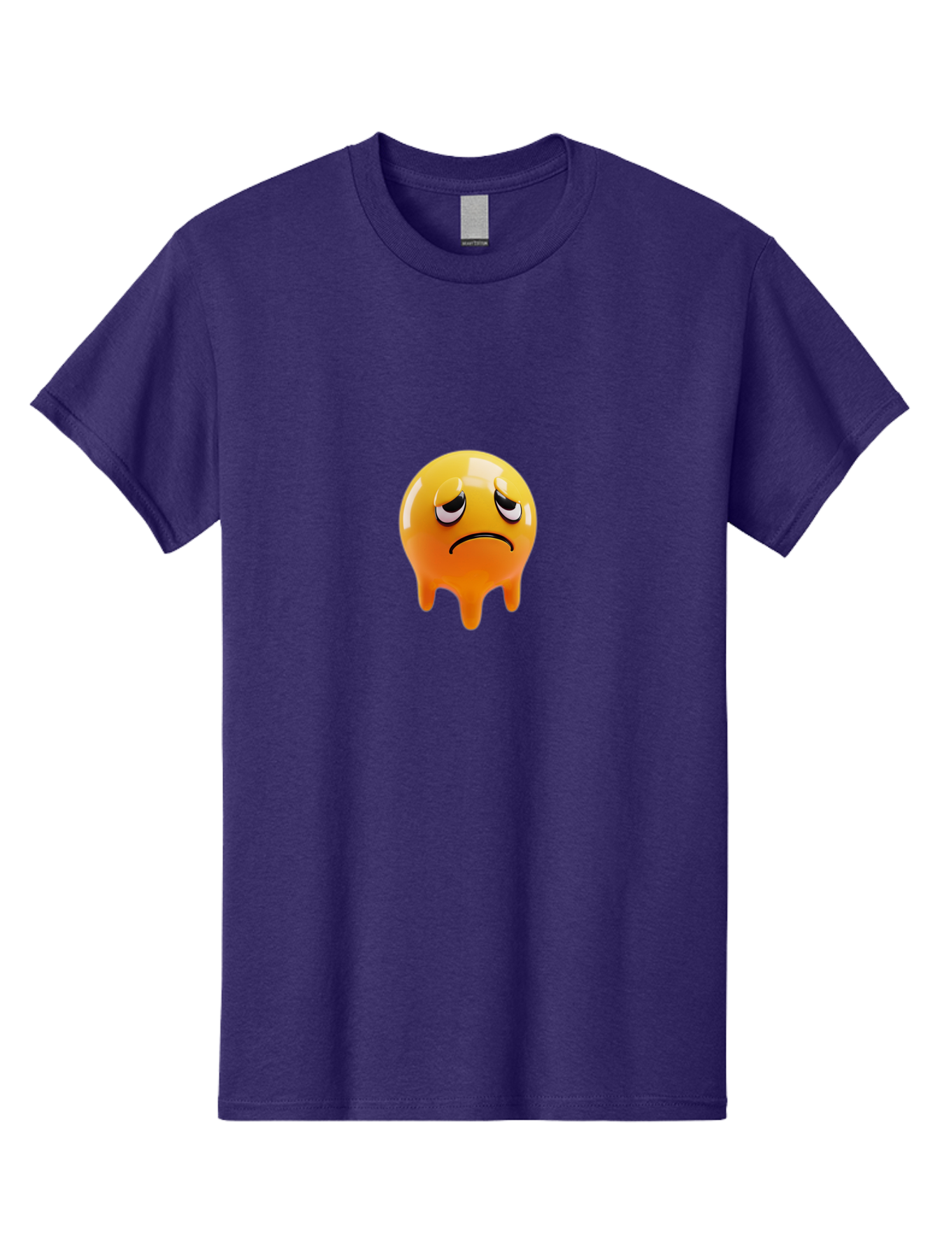 Melting-Face Men'S Graphic Tee, 100% Cotton, Comfortable Casual Summer Wear, Machine Washable, Melting Emoji, Yellow Face, Unhappy Face, Unhappy Emoji, Frowning Face, Sad Emoji, Cartoon Character, Emoticon, 3D Rendering, Digital Art, Bab000
