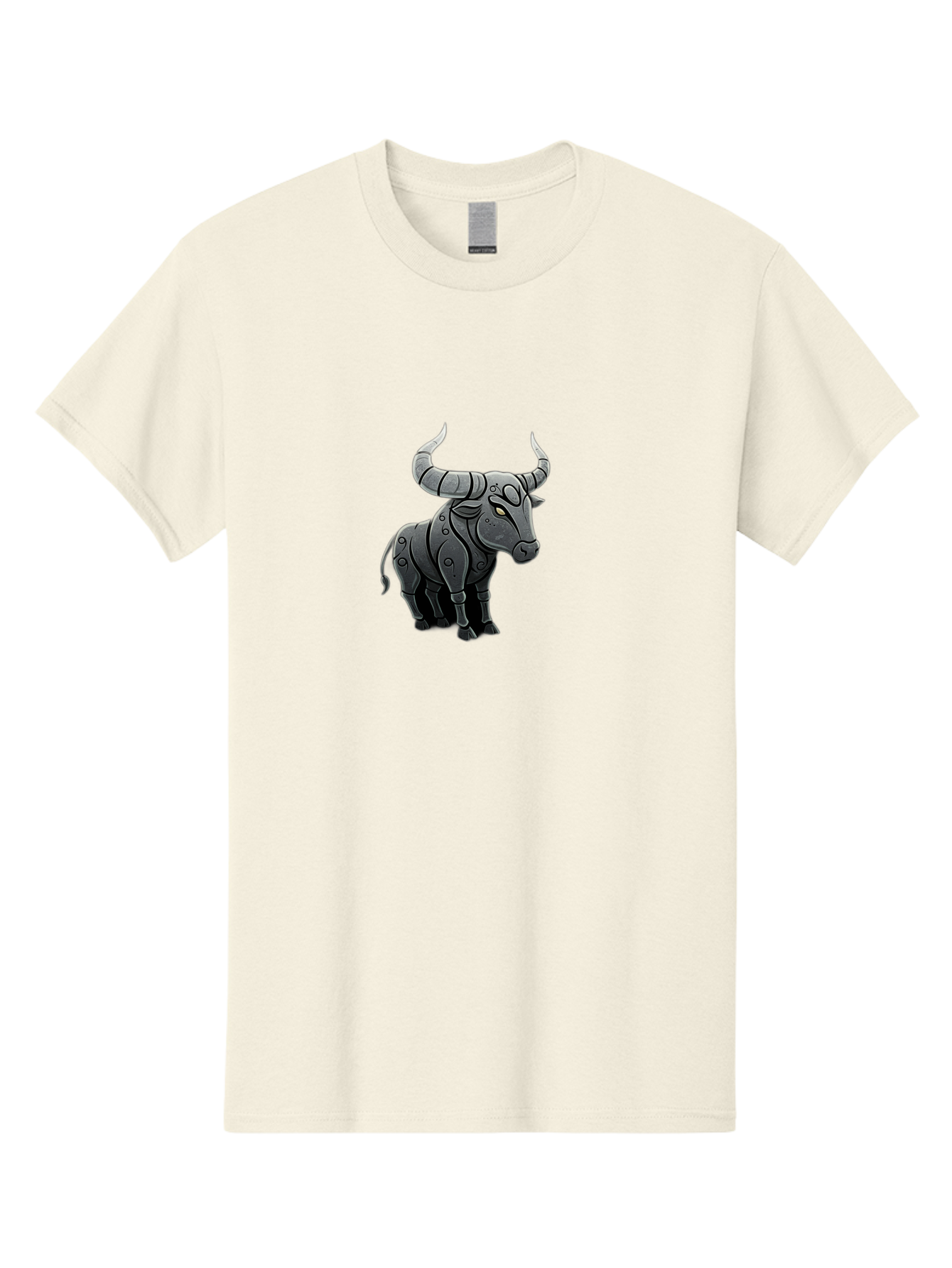 Metal-Bull Men'S Graphic Tee, 100% Cotton, Comfortable Casual Summer Wear, Machine Washable, Robotic Bull, Metallic Body, Mechanical Creature, Artificial Intelligence, Futuristic Design, Sci-Fi Art, Cybernetic Animal, Modern Illustration, Bab001