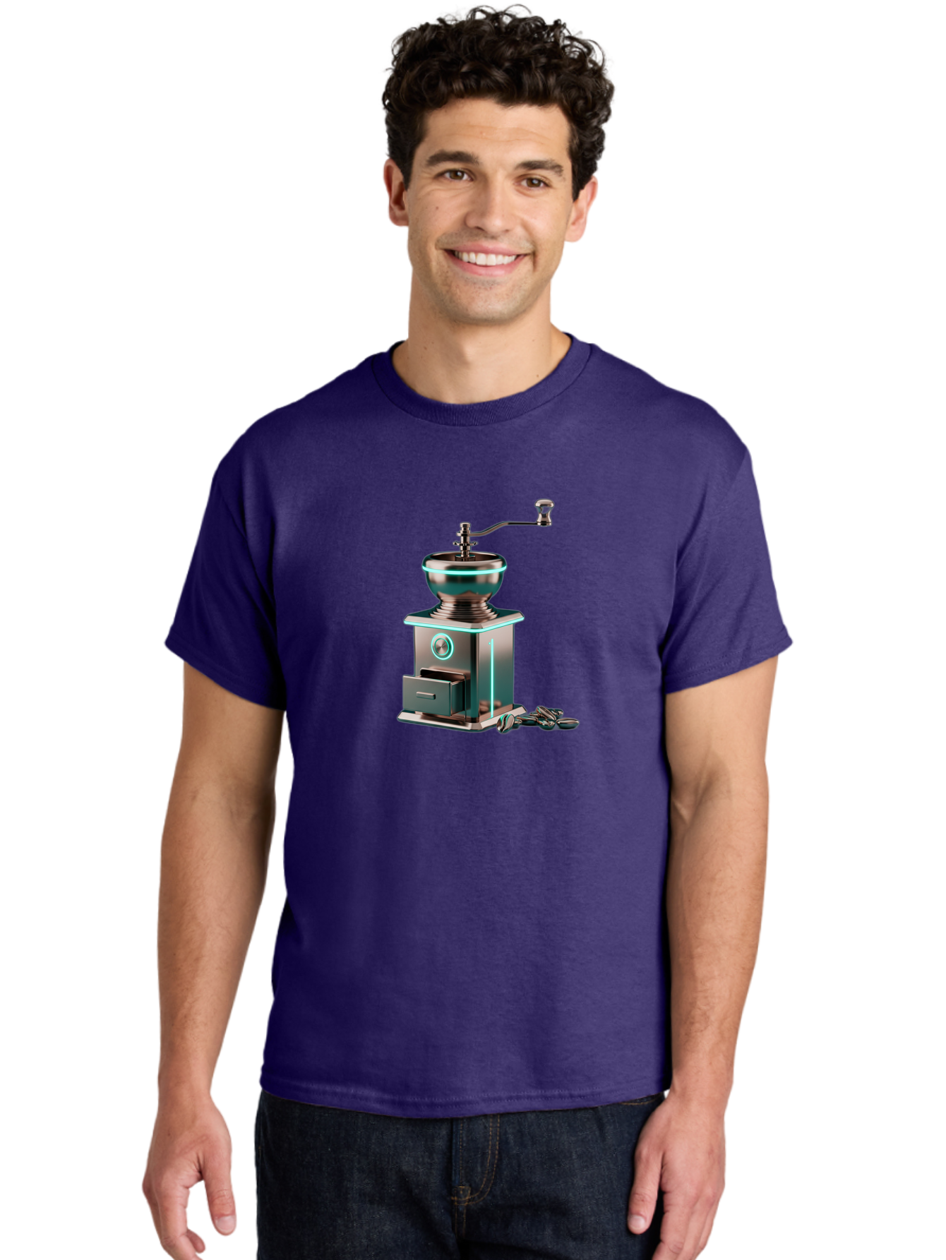 Metal-Coffee-Grinder Men'S Graphic Tee, 100% Cotton, Comfortable Casual Summer Wear, Machine Washable, Coffee Grinder, Manual Coffee Grinder, Metal Coffee Grinder, Coffee Beans Grinder, Kitchen Appliance, Coffee Maker Accessories, Bab002