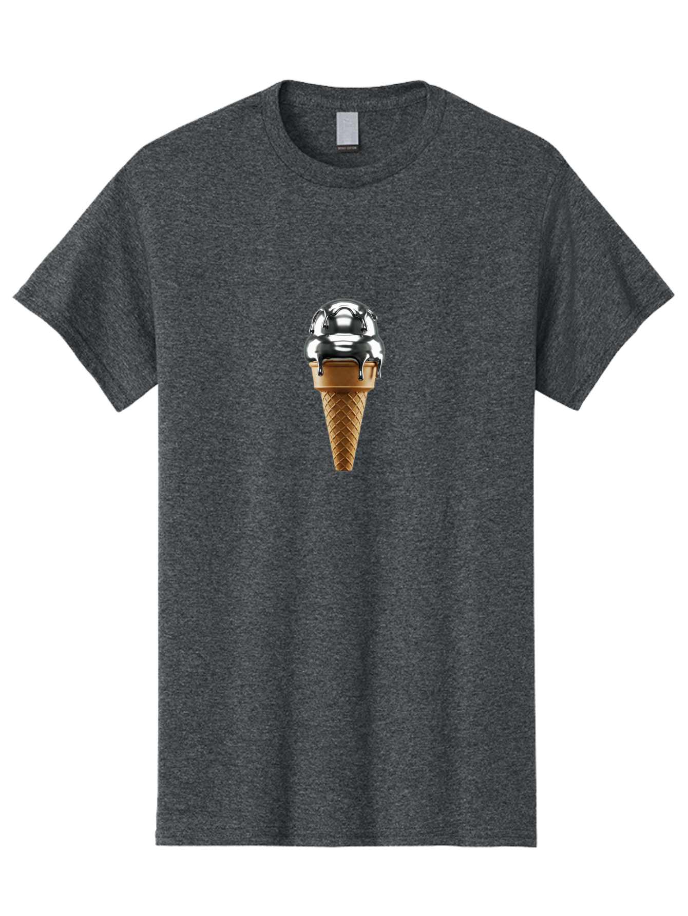 Metallic-Ice-Cream-Cone Men'S Graphic Tee, 100% Cotton, Comfortable Casual Summer Wear, Machine Washable, Metallic Ice Cream, Chocolate Sauce Dripping, Waffle Cone, Sweet Treat, Dessert, Cool Indulgence, Frozen Delight, Tasty Pleasure, Bab004