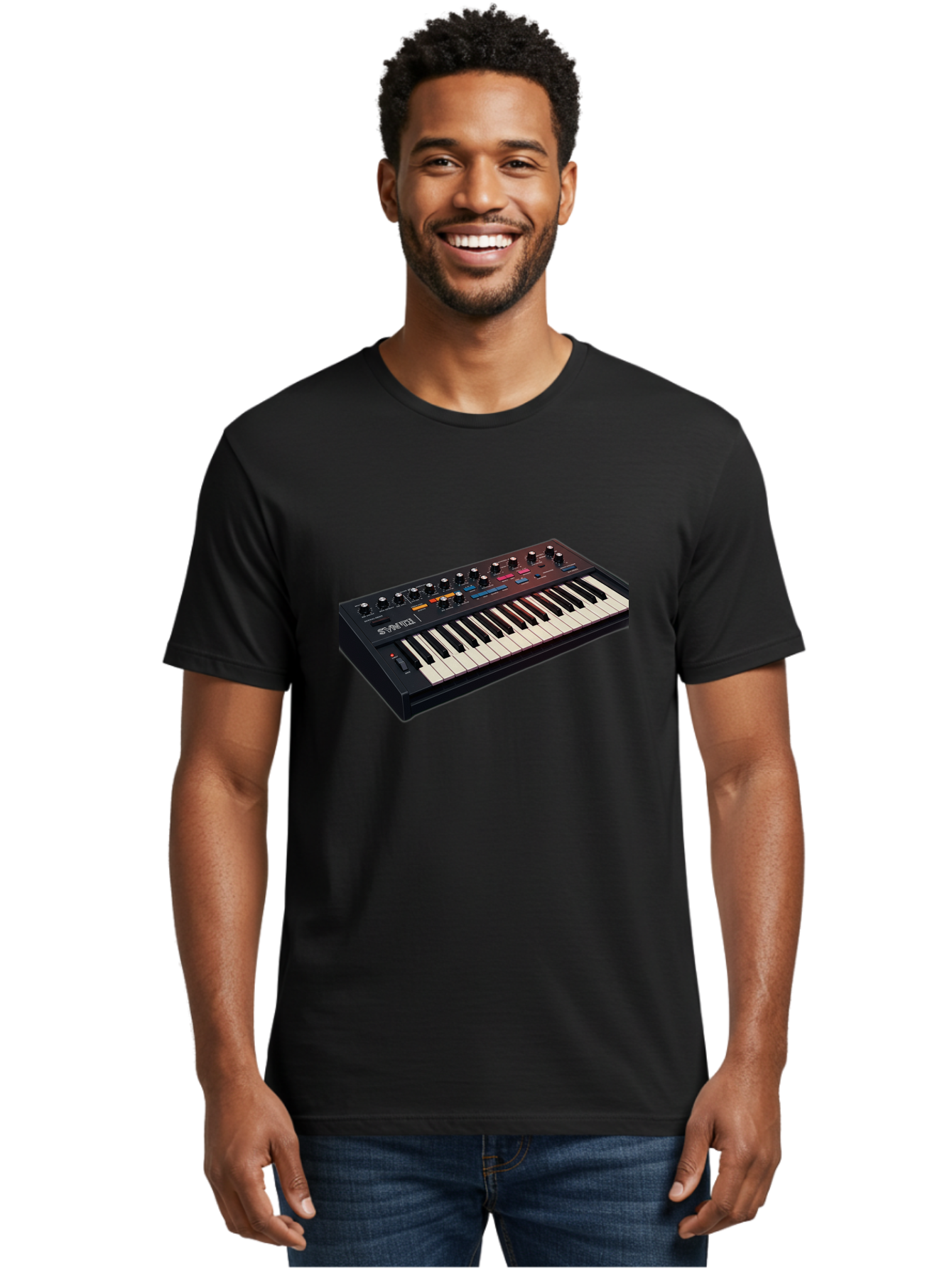 Minimoog-Synthesizer Men'S Graphic Tee, 100% Cotton, Comfortable Casual Summer Wear, Machine Washable, Minimoog Synthesizer, Vintage Keyboard, Analog Sound, Music Production, Electronic Music, Sound Design, Music Equipment, Bab011