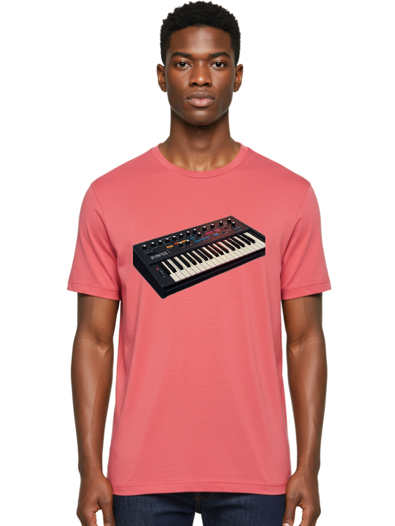 Minimoog-Synthesizer Men'S Graphic Tee, 100% Cotton, Comfortable Casual Summer Wear, Machine Washable, Minimoog Synthesizer, Vintage Keyboard, Analog Sound, Music Production, Electronic Music, Sound Design, Music Equipment, Bab011