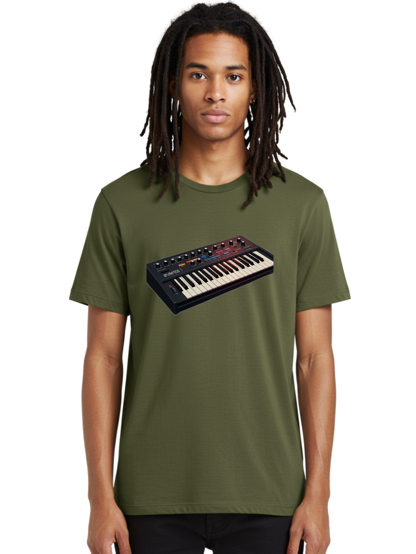 Minimoog-Synthesizer Men'S Graphic Tee, 100% Cotton, Comfortable Casual Summer Wear, Machine Washable, Minimoog Synthesizer, Vintage Keyboard, Analog Sound, Music Production, Electronic Music, Sound Design, Music Equipment, Bab011