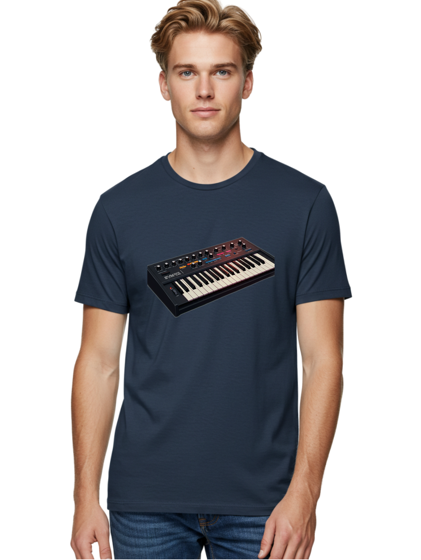 Minimoog-Synthesizer Men'S Graphic Tee, 100% Cotton, Comfortable Casual Summer Wear, Machine Washable, Minimoog Synthesizer, Vintage Keyboard, Analog Sound, Music Production, Electronic Music, Sound Design, Music Equipment, Bab011