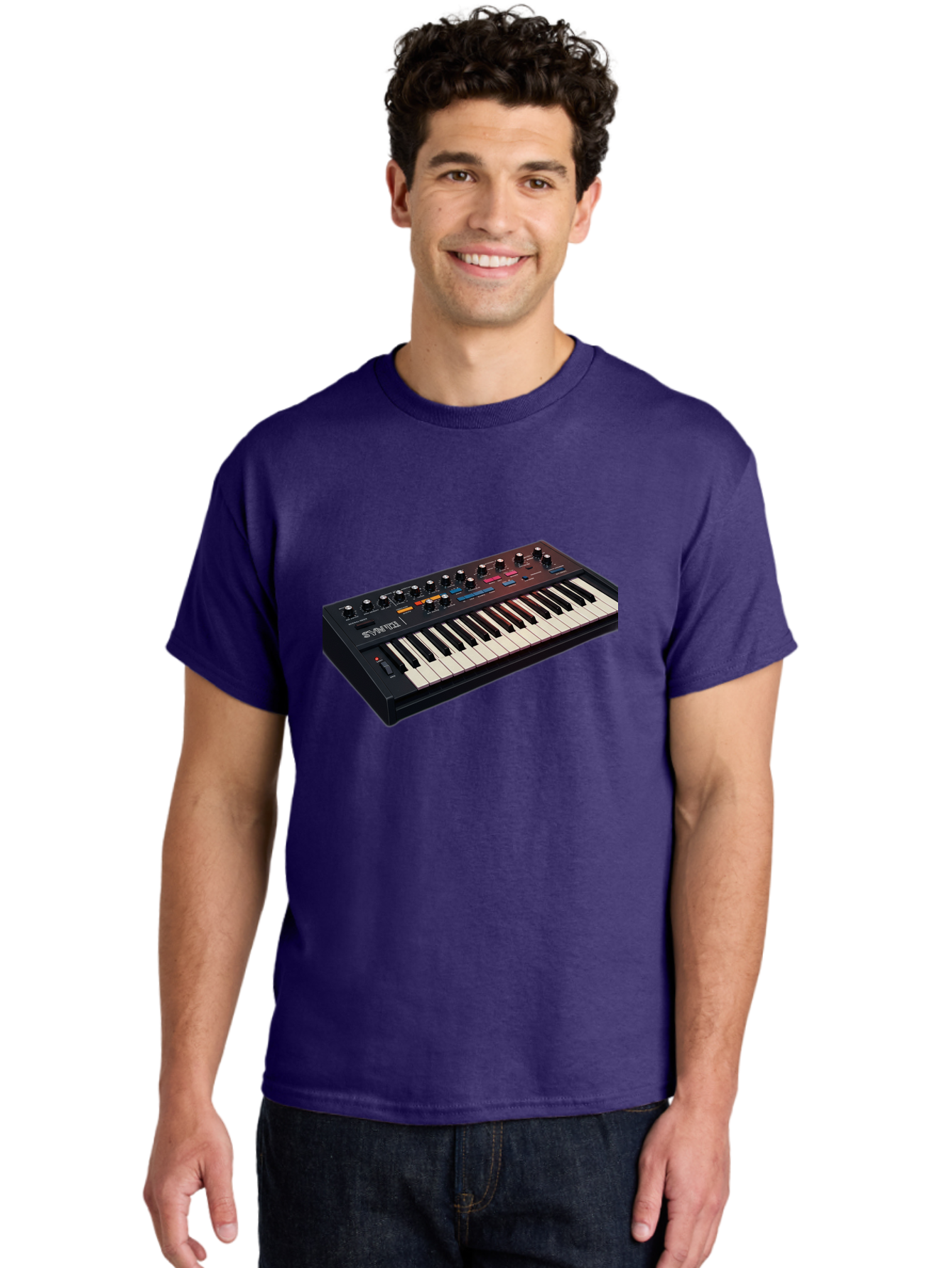 Minimoog-Synthesizer Men'S Graphic Tee, 100% Cotton, Comfortable Casual Summer Wear, Machine Washable, Minimoog Synthesizer, Vintage Keyboard, Analog Sound, Music Production, Electronic Music, Sound Design, Music Equipment, Bab011