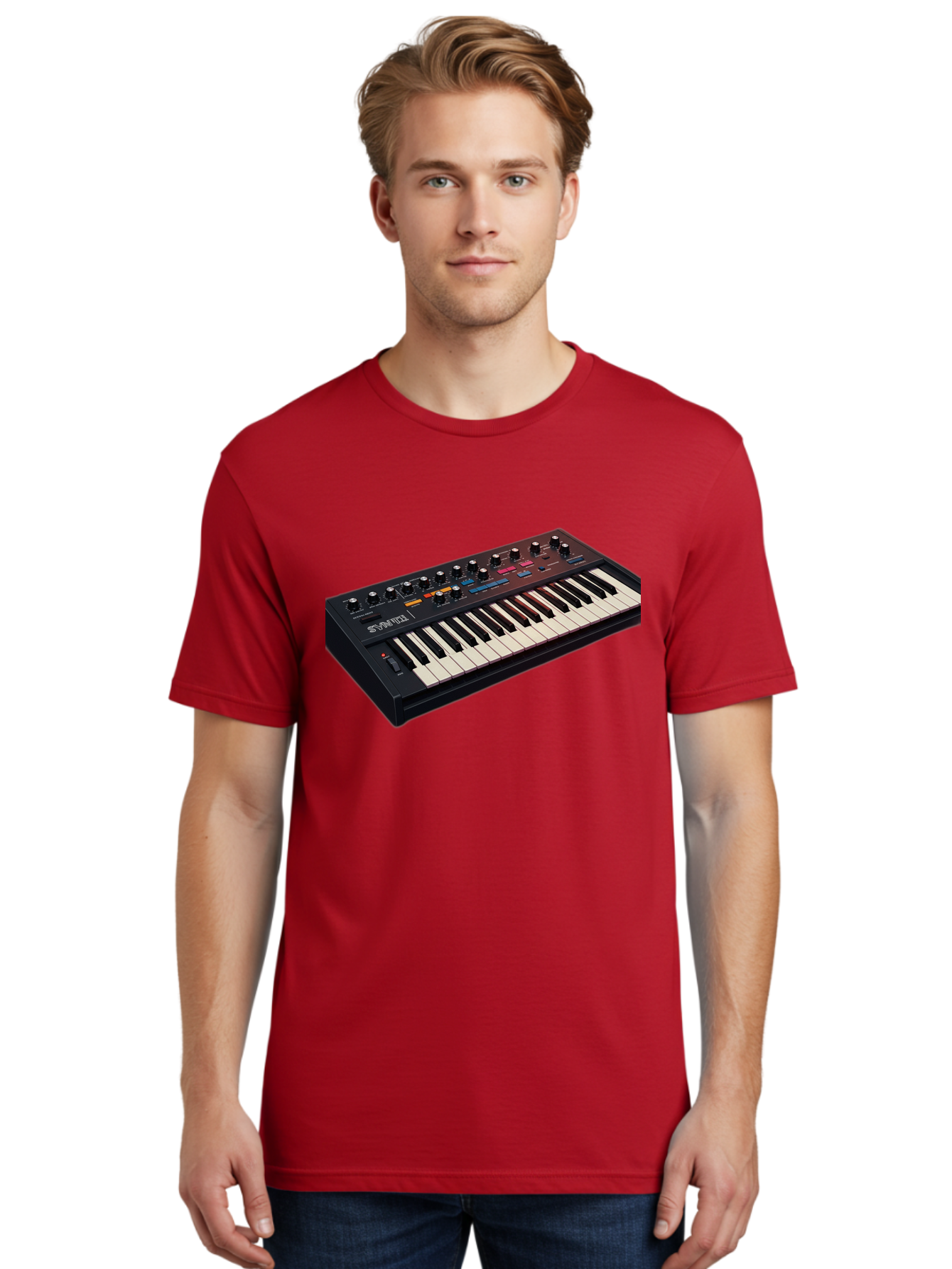Minimoog-Synthesizer Men'S Graphic Tee, 100% Cotton, Comfortable Casual Summer Wear, Machine Washable, Minimoog Synthesizer, Vintage Keyboard, Analog Sound, Music Production, Electronic Music, Sound Design, Music Equipment, Bab011