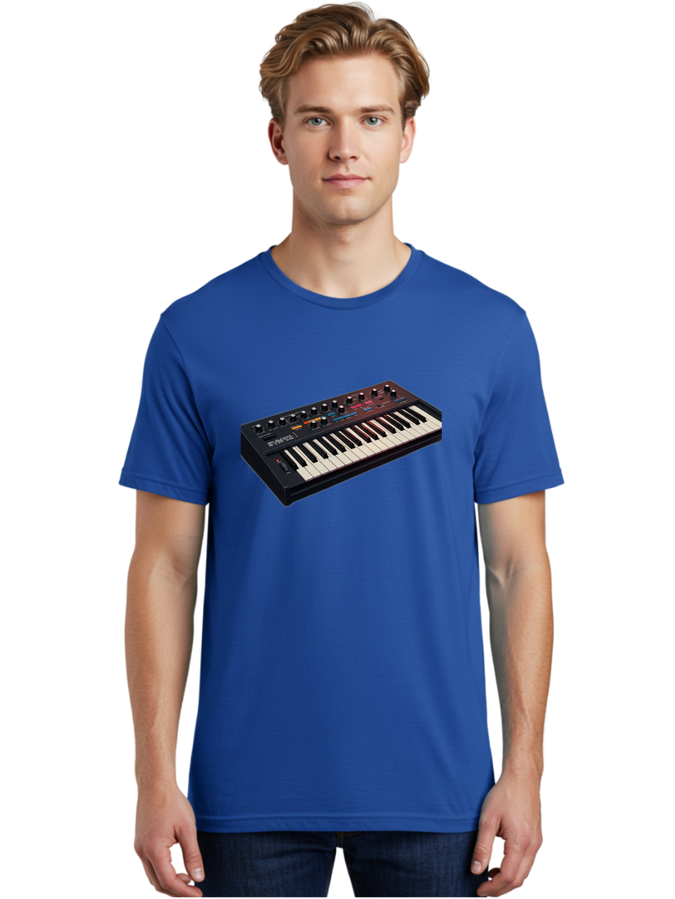 Minimoog-Synthesizer Men'S Graphic Tee, 100% Cotton, Comfortable Casual Summer Wear, Machine Washable, Minimoog Synthesizer, Vintage Keyboard, Analog Sound, Music Production, Electronic Music, Sound Design, Music Equipment, Bab011