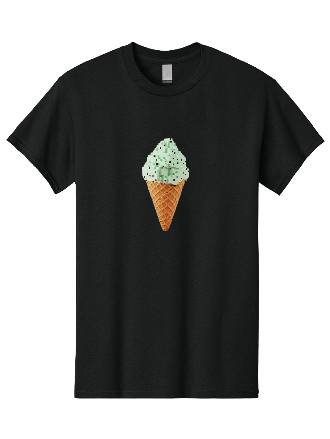 Mint-Chip-Ice-Cream Men'S Graphic Tee, 100% Cotton, Comfortable Casual Summer Wear, Machine Washable, Mint Chocolate Chip Ice Cream, Waffle Cone, Sweet Treats, Frozen Dessert, Summer Snack, Cool Flavors Bab012