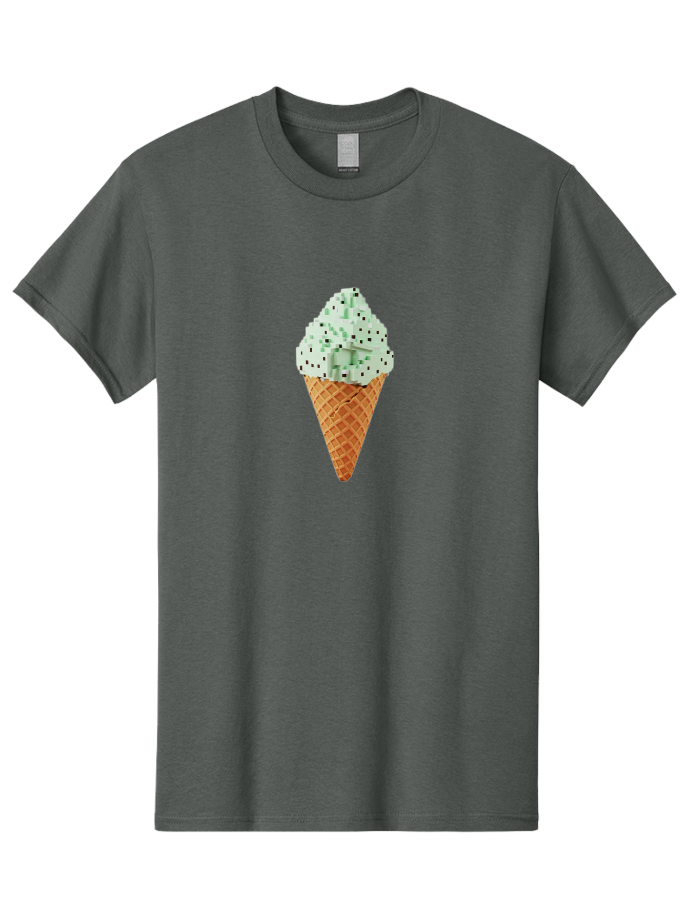 Mint-Chip-Ice-Cream Men'S Graphic Tee, 100% Cotton, Comfortable Casual Summer Wear, Machine Washable, Mint Chocolate Chip Ice Cream, Waffle Cone, Sweet Treats, Frozen Dessert, Summer Snack, Cool Flavors Bab012