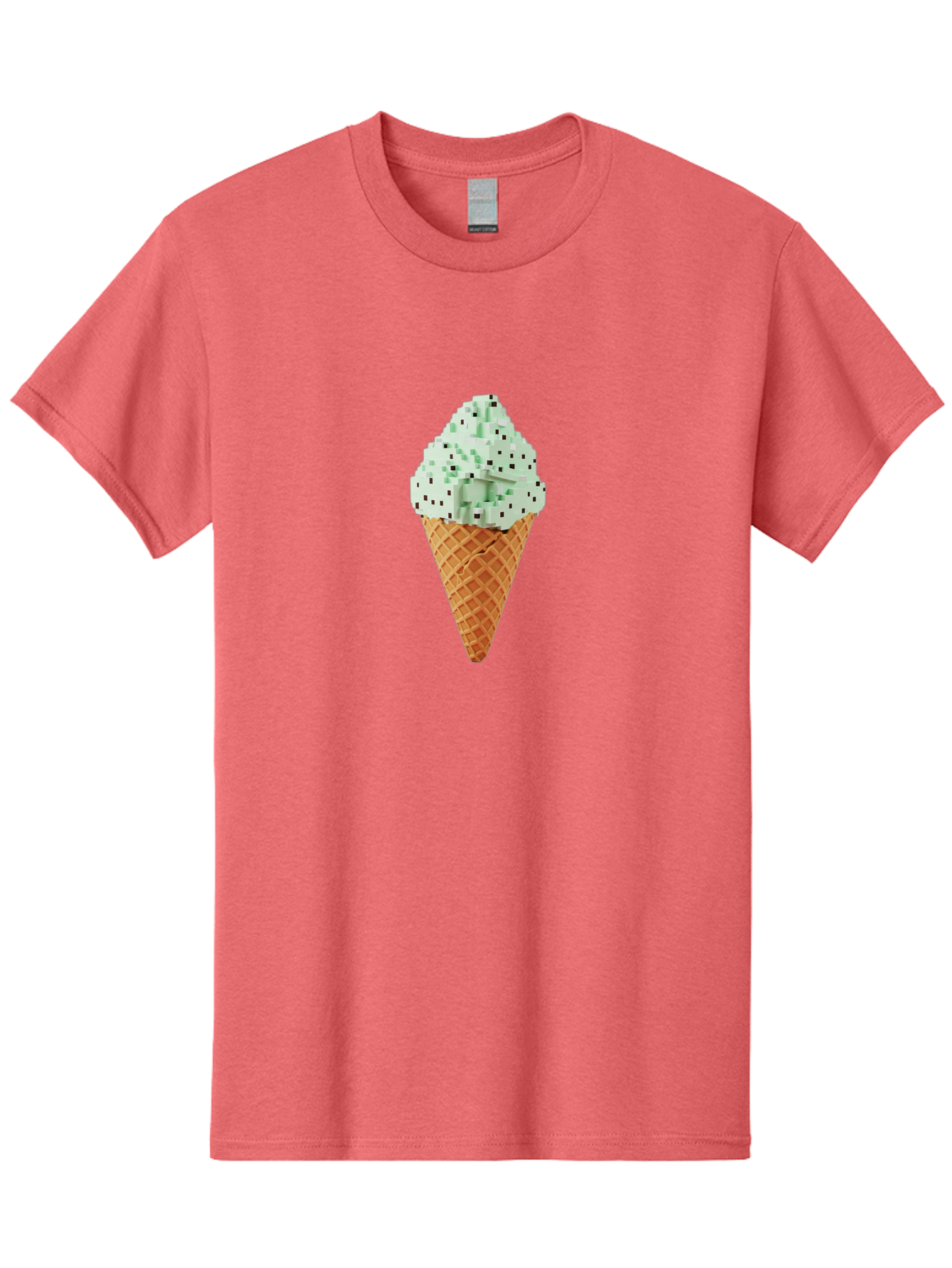 Mint-Chip-Ice-Cream Men'S Graphic Tee, 100% Cotton, Comfortable Casual Summer Wear, Machine Washable, Mint Chocolate Chip Ice Cream, Waffle Cone, Sweet Treats, Frozen Dessert, Summer Snack, Cool Flavors Bab012