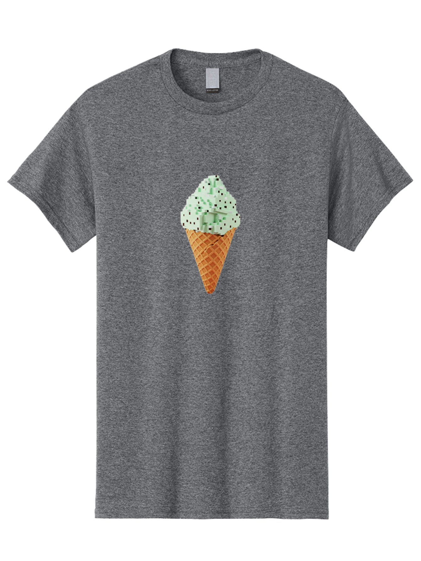 Mint-Chip-Ice-Cream Men'S Graphic Tee, 100% Cotton, Comfortable Casual Summer Wear, Machine Washable, Mint Chocolate Chip Ice Cream, Waffle Cone, Sweet Treats, Frozen Dessert, Summer Snack, Cool Flavors Bab012