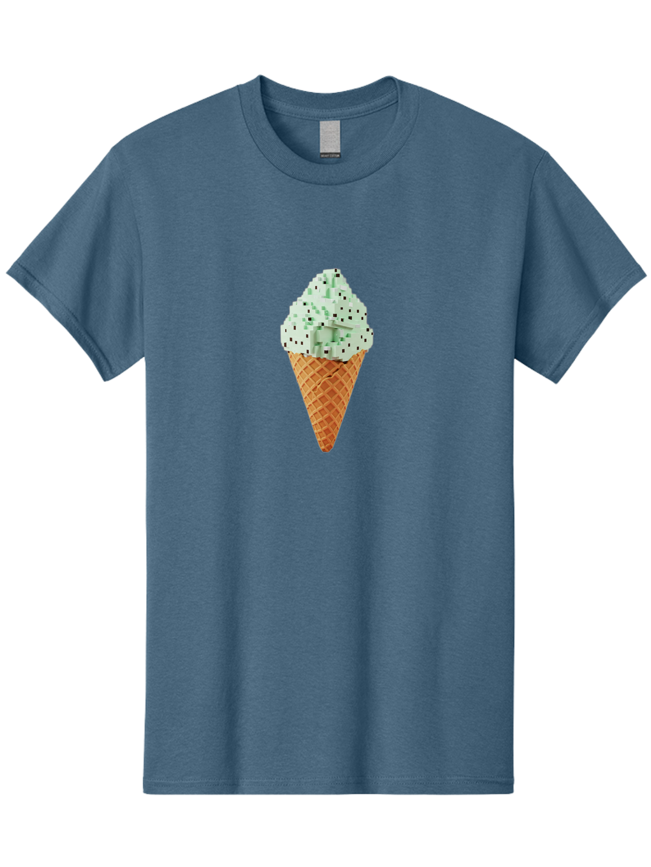 Mint-Chip-Ice-Cream Men'S Graphic Tee, 100% Cotton, Comfortable Casual Summer Wear, Machine Washable, Mint Chocolate Chip Ice Cream, Waffle Cone, Sweet Treats, Frozen Dessert, Summer Snack, Cool Flavors Bab012