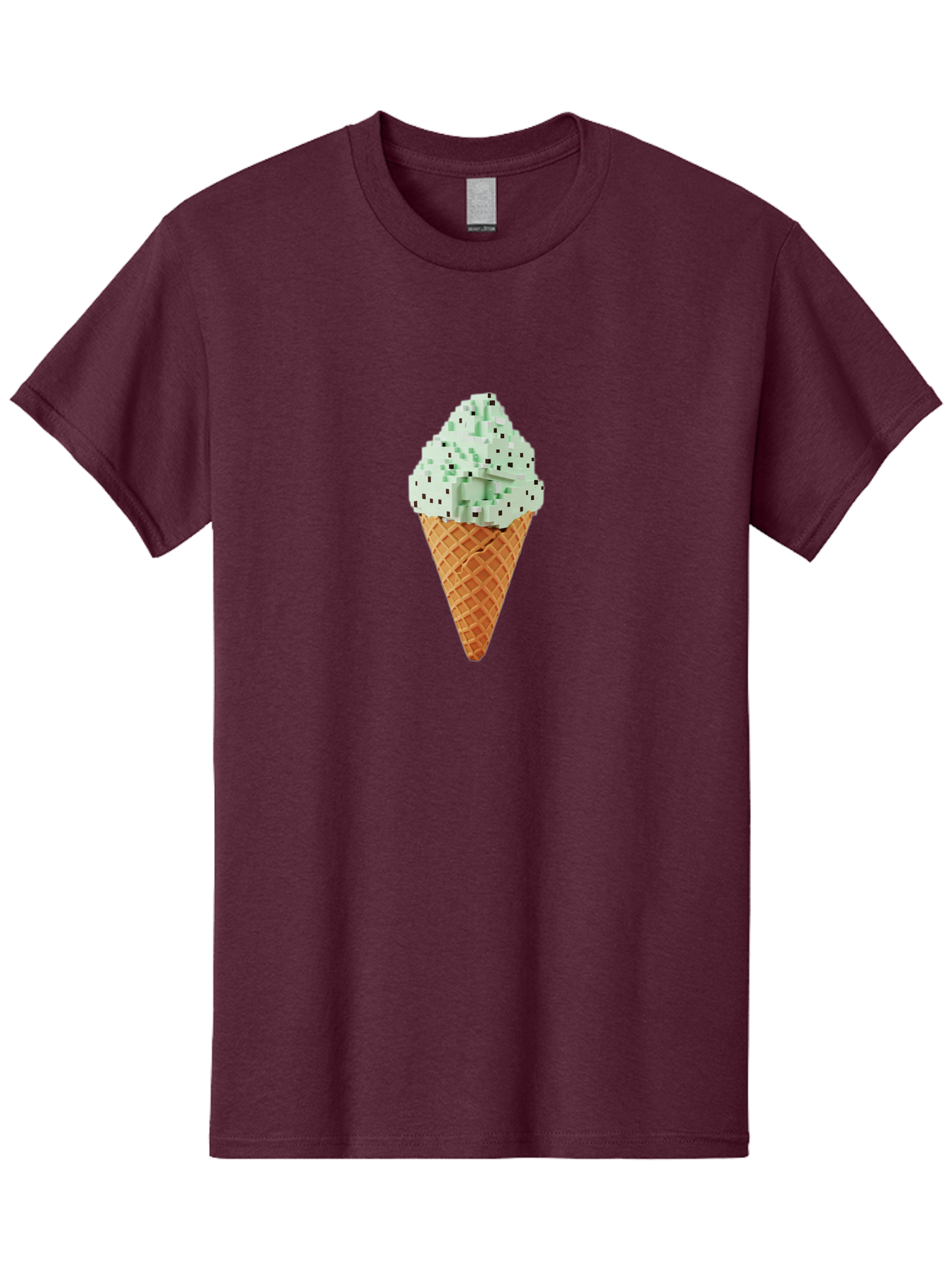 Mint-Chip-Ice-Cream Men'S Graphic Tee, 100% Cotton, Comfortable Casual Summer Wear, Machine Washable, Mint Chocolate Chip Ice Cream, Waffle Cone, Sweet Treats, Frozen Dessert, Summer Snack, Cool Flavors Bab012