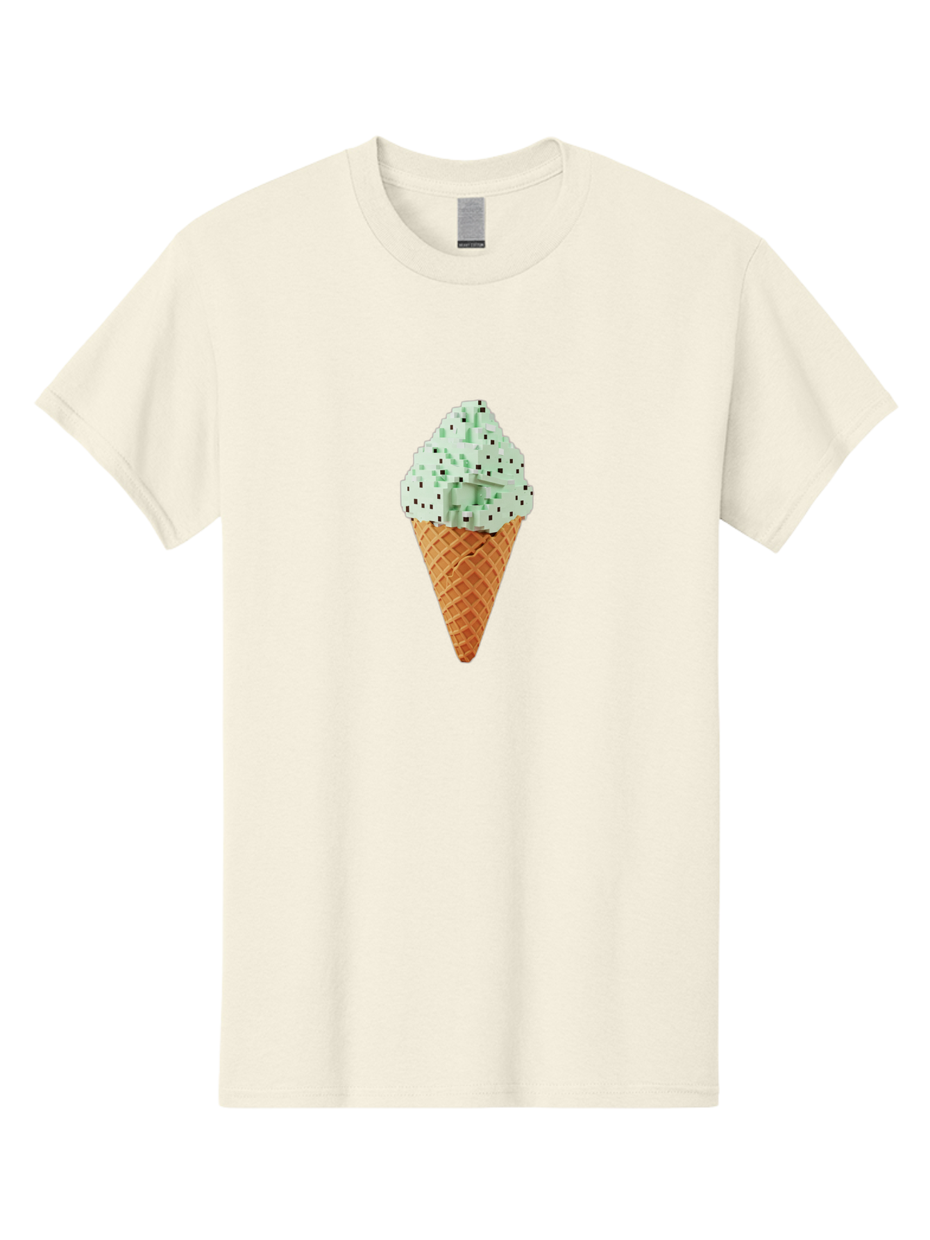 Mint-Chip-Ice-Cream Men'S Graphic Tee, 100% Cotton, Comfortable Casual Summer Wear, Machine Washable, Mint Chocolate Chip Ice Cream, Waffle Cone, Sweet Treats, Frozen Dessert, Summer Snack, Cool Flavors Bab012