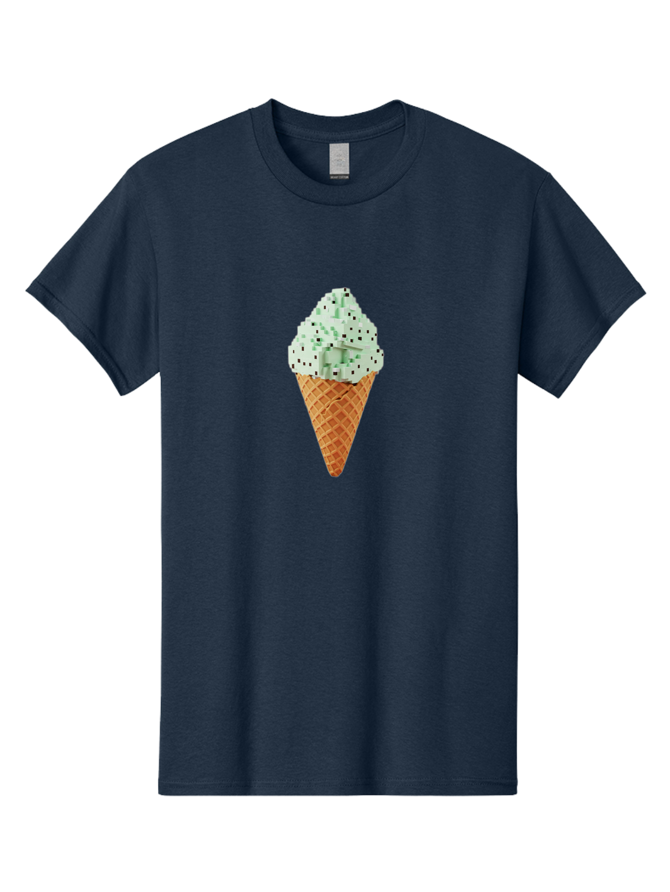 Mint-Chip-Ice-Cream Men'S Graphic Tee, 100% Cotton, Comfortable Casual Summer Wear, Machine Washable, Mint Chocolate Chip Ice Cream, Waffle Cone, Sweet Treats, Frozen Dessert, Summer Snack, Cool Flavors Bab012