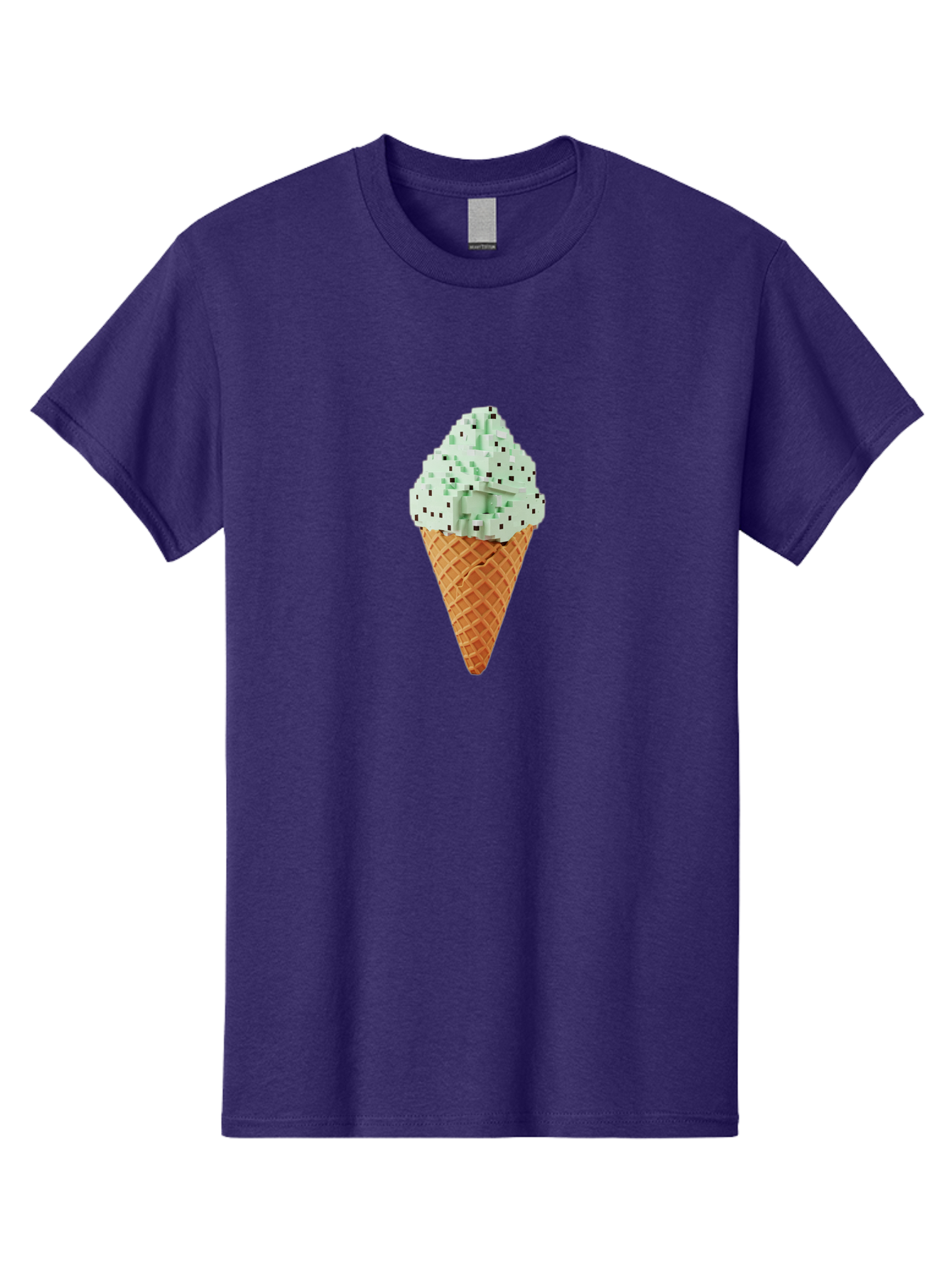 Mint-Chip-Ice-Cream Men'S Graphic Tee, 100% Cotton, Comfortable Casual Summer Wear, Machine Washable, Mint Chocolate Chip Ice Cream, Waffle Cone, Sweet Treats, Frozen Dessert, Summer Snack, Cool Flavors Bab012