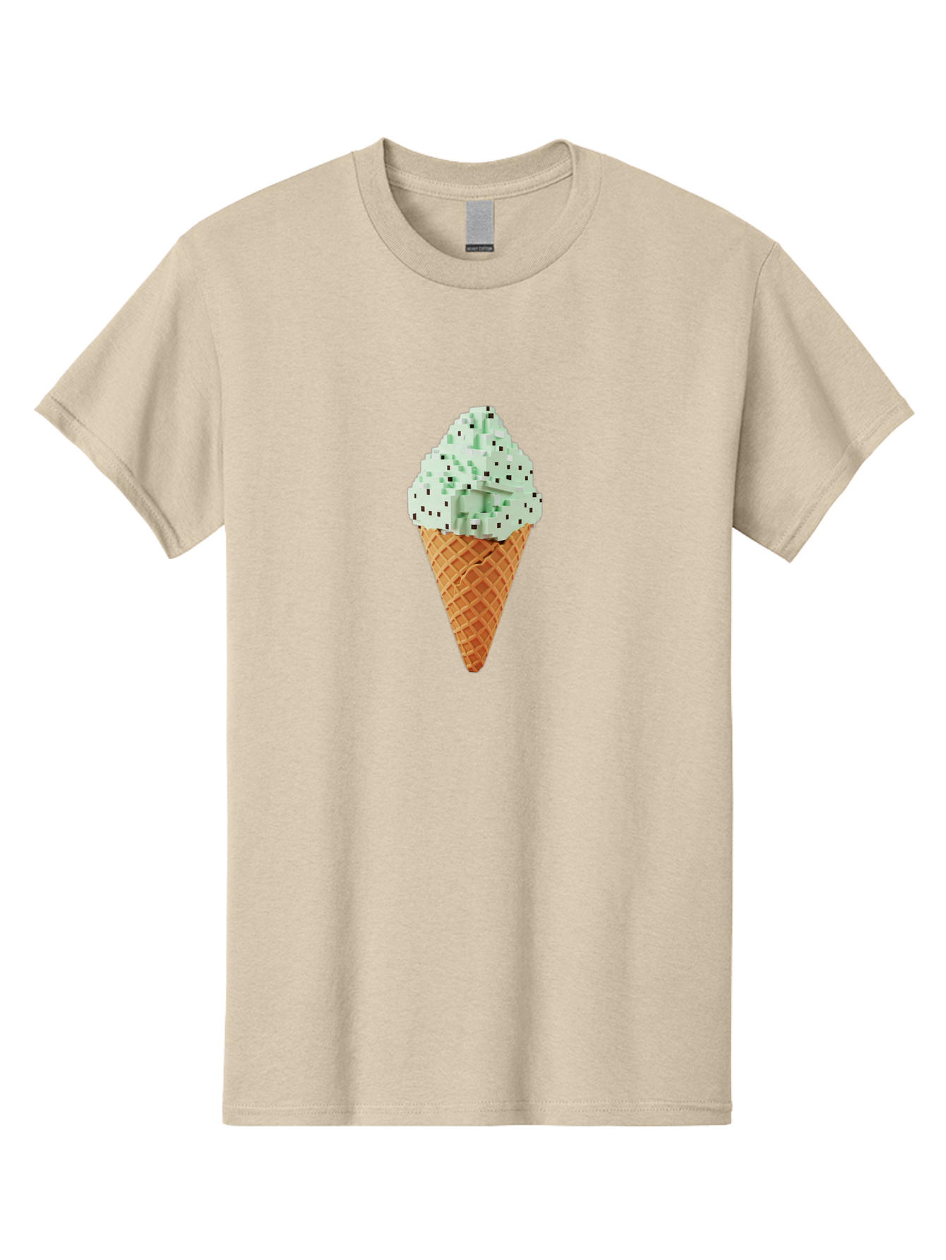 Mint-Chip-Ice-Cream Men'S Graphic Tee, 100% Cotton, Comfortable Casual Summer Wear, Machine Washable, Mint Chocolate Chip Ice Cream, Waffle Cone, Sweet Treats, Frozen Dessert, Summer Snack, Cool Flavors Bab012