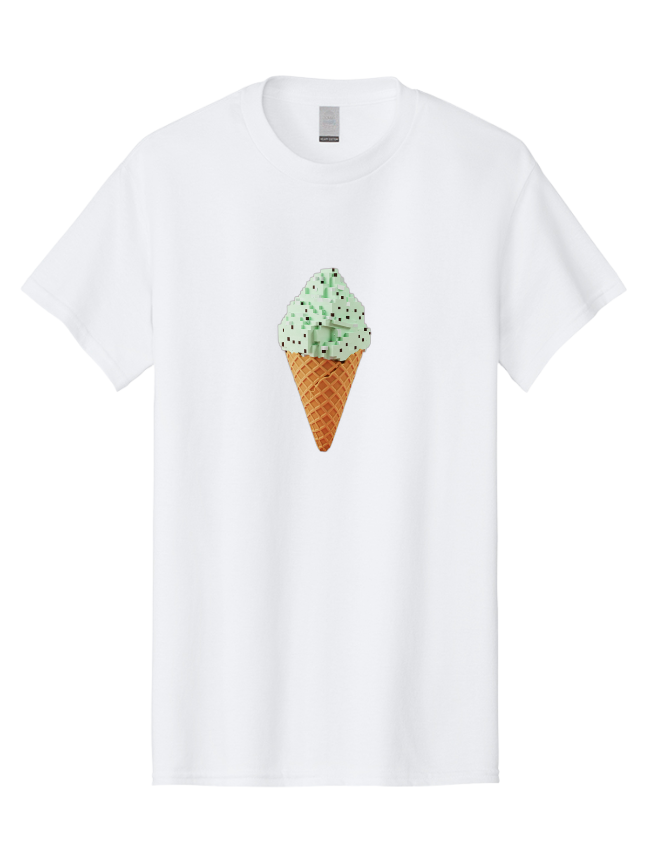 Mint-Chip-Ice-Cream Men'S Graphic Tee, 100% Cotton, Comfortable Casual Summer Wear, Machine Washable, Mint Chocolate Chip Ice Cream, Waffle Cone, Sweet Treats, Frozen Dessert, Summer Snack, Cool Flavors Bab012