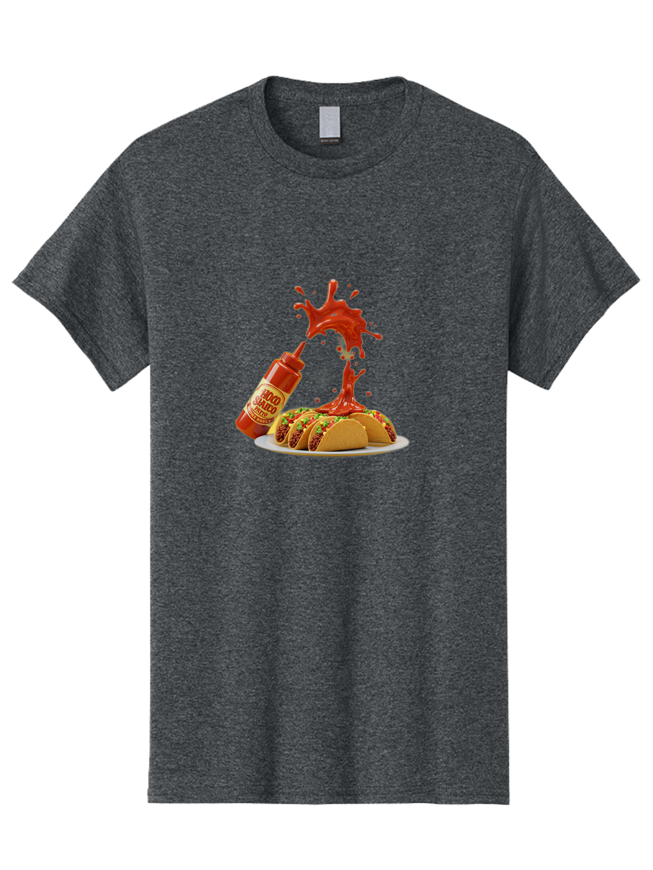Mojo-Salsa Men'S Graphic Tee, 100% Cotton, Comfortable Casual Summer Wear, Machine Washable, Mad Dog Inferno Sauce, Hot Sauce, Spicy Food, Tacos, Taco Tuesday, Mexican Cuisine, Condiment, Red Sauce, Bold Flavor, Saucy Splatter, Foodie Bab015