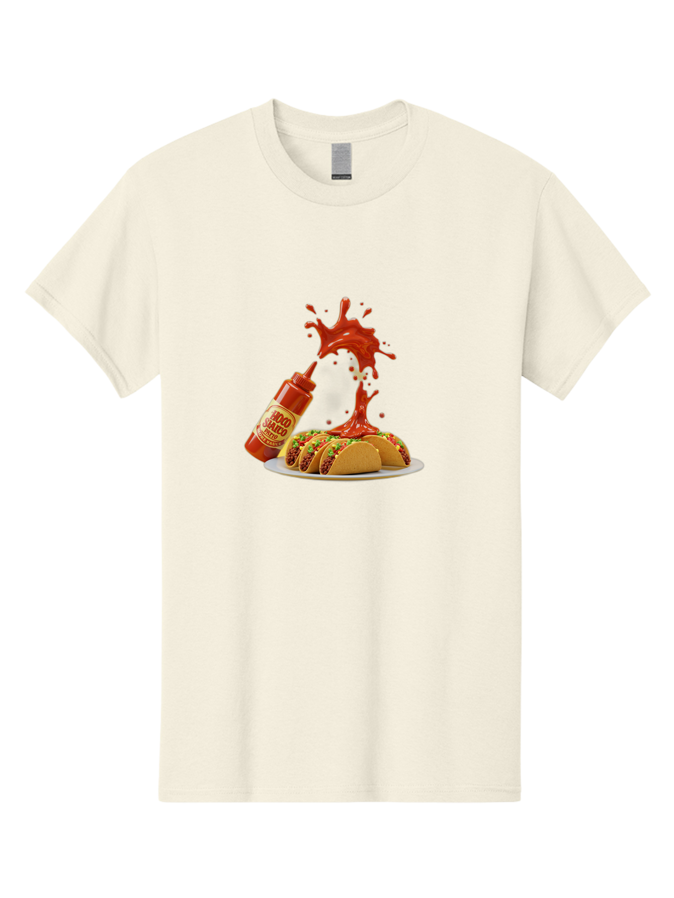 Mojo-Salsa Men'S Graphic Tee, 100% Cotton, Comfortable Casual Summer Wear, Machine Washable, Mad Dog Inferno Sauce, Hot Sauce, Spicy Food, Tacos, Taco Tuesday, Mexican Cuisine, Condiment, Red Sauce, Bold Flavor, Saucy Splatter, Foodie Bab015