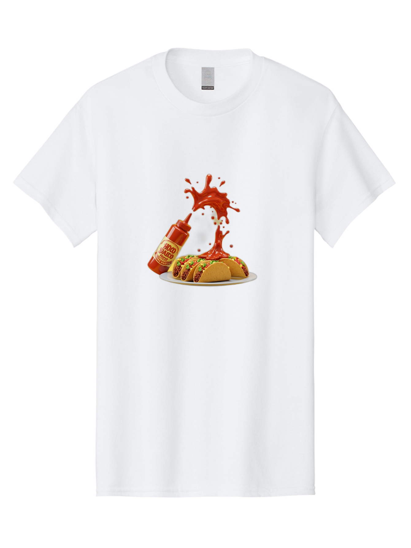 Mojo-Salsa Men'S Graphic Tee, 100% Cotton, Comfortable Casual Summer Wear, Machine Washable, Mad Dog Inferno Sauce, Hot Sauce, Spicy Food, Tacos, Taco Tuesday, Mexican Cuisine, Condiment, Red Sauce, Bold Flavor, Saucy Splatter, Foodie Bab015