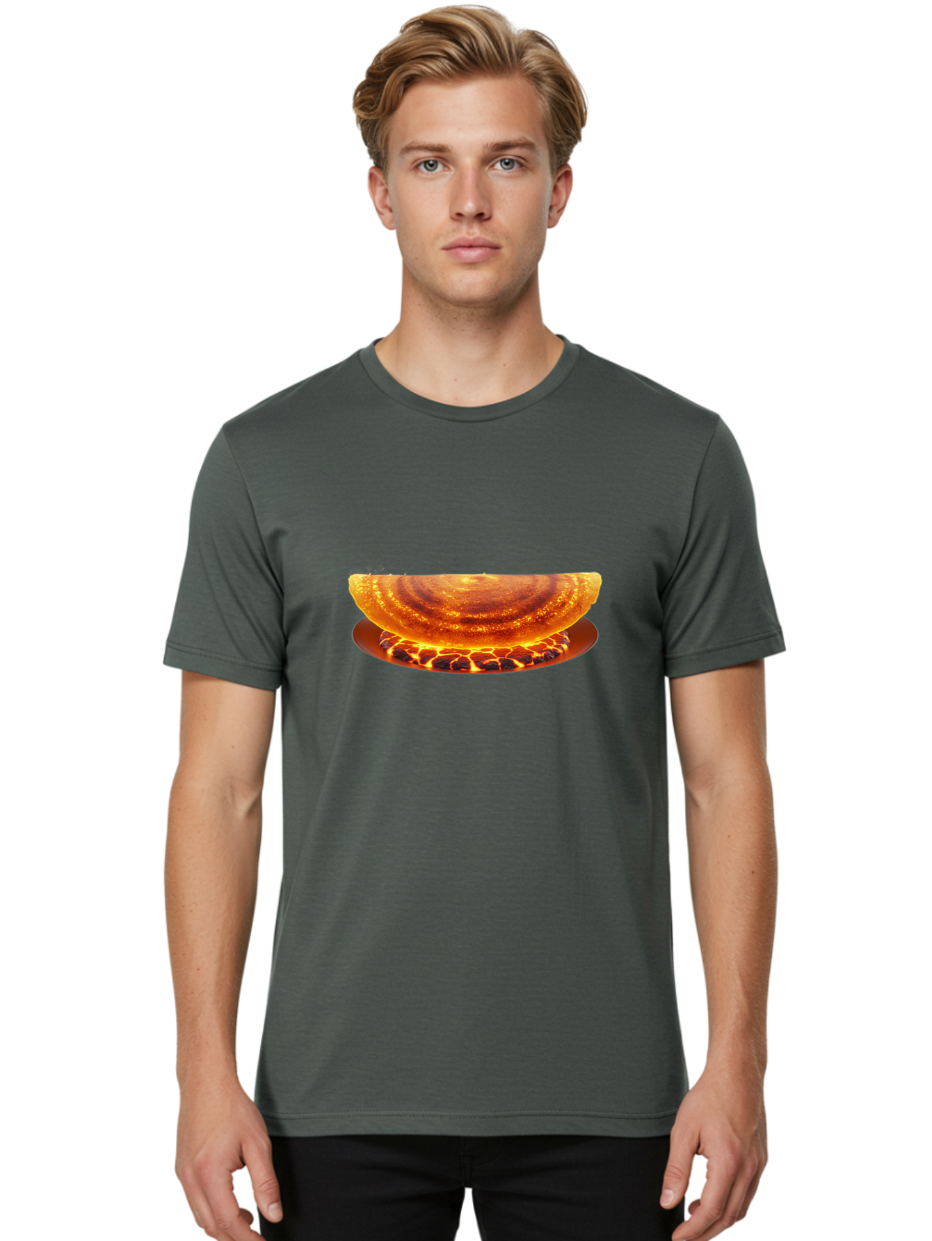 Molten-Lava-Bowl Men'S Graphic Tee, 100% Cotton, Comfortable Casual Summer Wear, Machine Washable, Lava Bowl, Fiery Design, Volcanic Effect, Molten Texture, Burning Flames, Fiery Art, Glowing Embers, Intense Heat, Dramatic Display Bab016