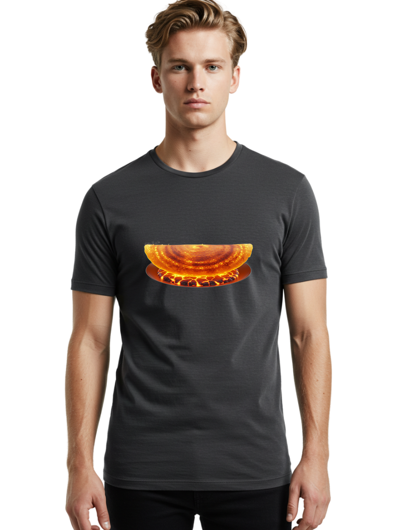 Molten-Lava-Bowl Men'S Graphic Tee, 100% Cotton, Comfortable Casual Summer Wear, Machine Washable, Lava Bowl, Fiery Design, Volcanic Effect, Molten Texture, Burning Flames, Fiery Art, Glowing Embers, Intense Heat, Dramatic Display Bab016