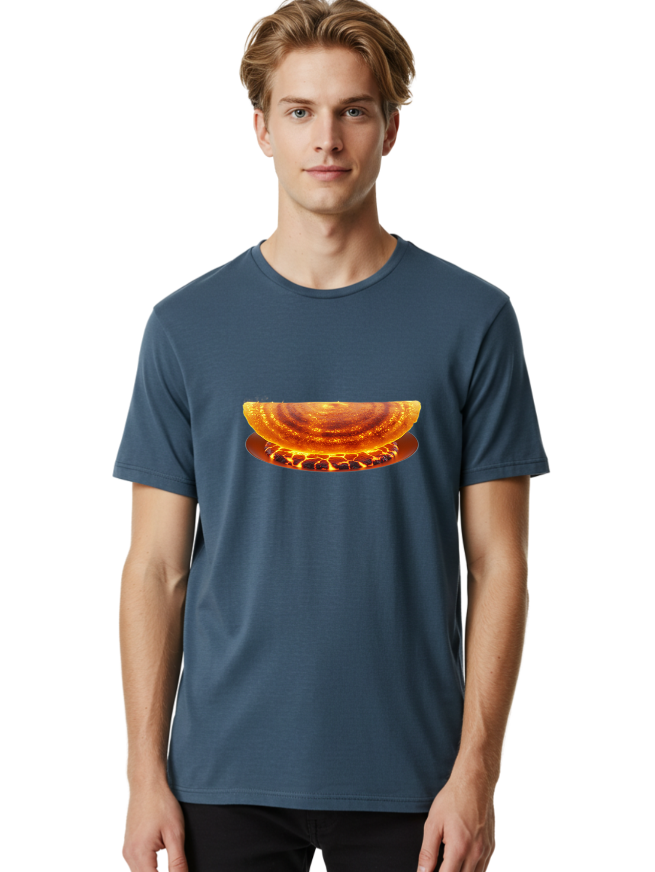 Molten-Lava-Bowl Men'S Graphic Tee, 100% Cotton, Comfortable Casual Summer Wear, Machine Washable, Lava Bowl, Fiery Design, Volcanic Effect, Molten Texture, Burning Flames, Fiery Art, Glowing Embers, Intense Heat, Dramatic Display Bab016