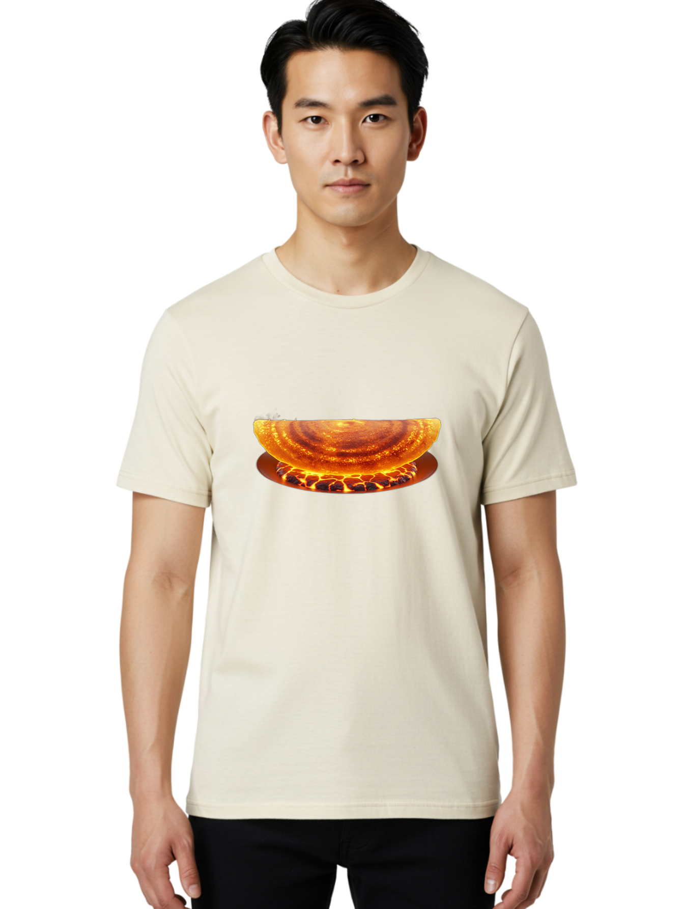Molten-Lava-Bowl Men'S Graphic Tee, 100% Cotton, Comfortable Casual Summer Wear, Machine Washable, Lava Bowl, Fiery Design, Volcanic Effect, Molten Texture, Burning Flames, Fiery Art, Glowing Embers, Intense Heat, Dramatic Display Bab016