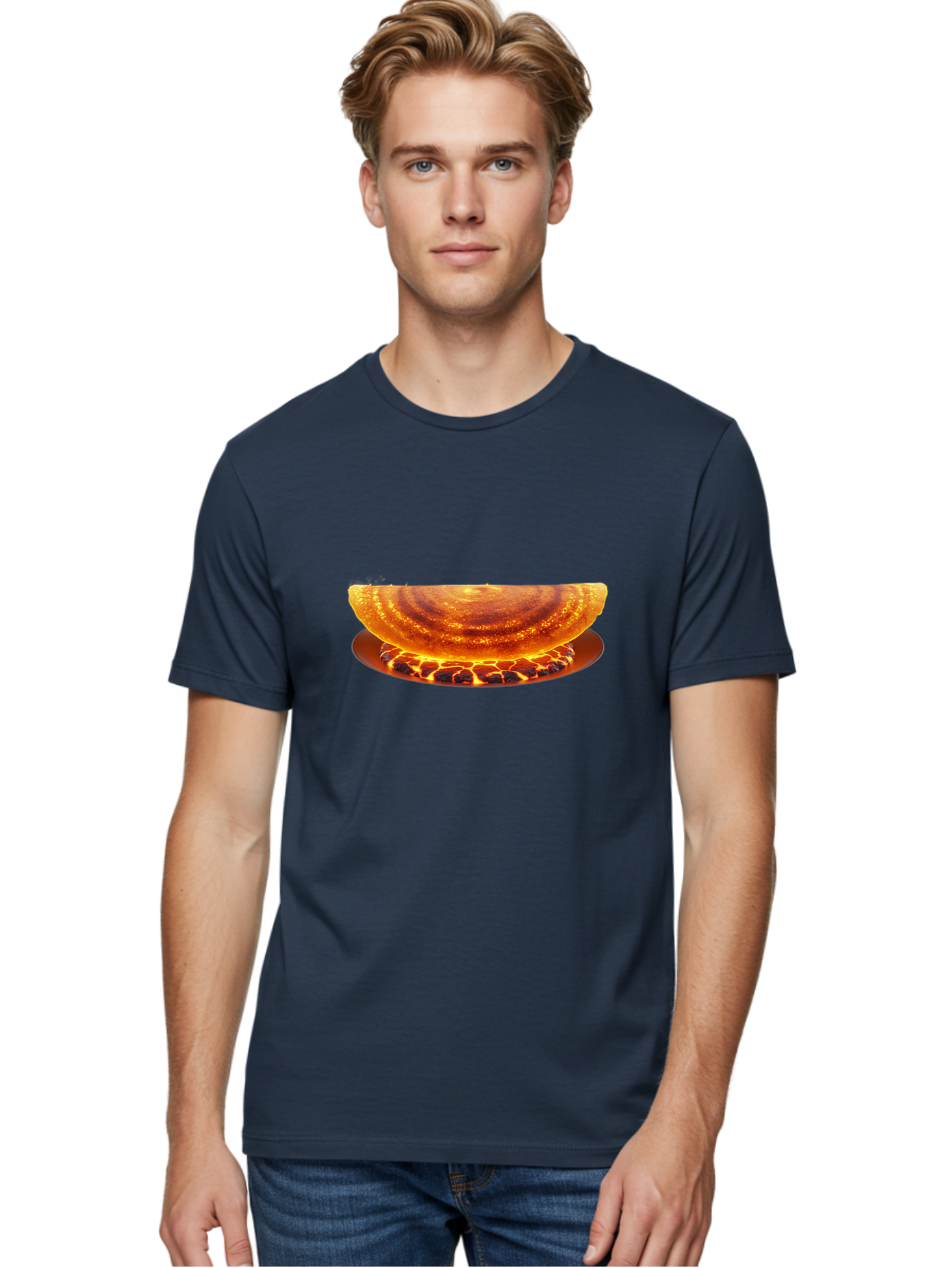 Molten-Lava-Bowl Men'S Graphic Tee, 100% Cotton, Comfortable Casual Summer Wear, Machine Washable, Lava Bowl, Fiery Design, Volcanic Effect, Molten Texture, Burning Flames, Fiery Art, Glowing Embers, Intense Heat, Dramatic Display Bab016